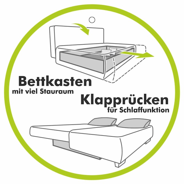 Jockenhöfer Gruppe Schlafsofa »Nancy«, inklusive Bettfunktion und Bettkasten,  inklusive lose Rückenkissen online bestellen | Jelmoli-Versand