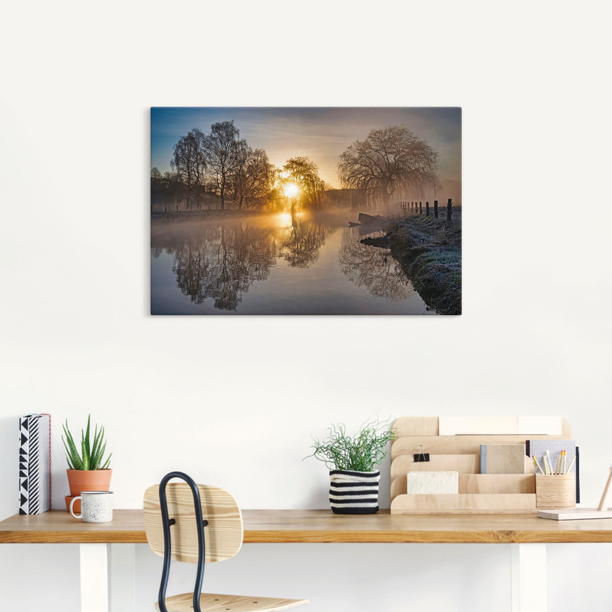 Artland Wandbild »Mystischer Morgen an der Trave«, Bilder vom Sonnenuntergang & -aufgang (1 Stück), in vielen Grössen & Produktarten - Alubild/Outdoorbild, Leinwandbild, Poster, Wandaufkleber/Wandtattoo auch für Badezimmer geeignet