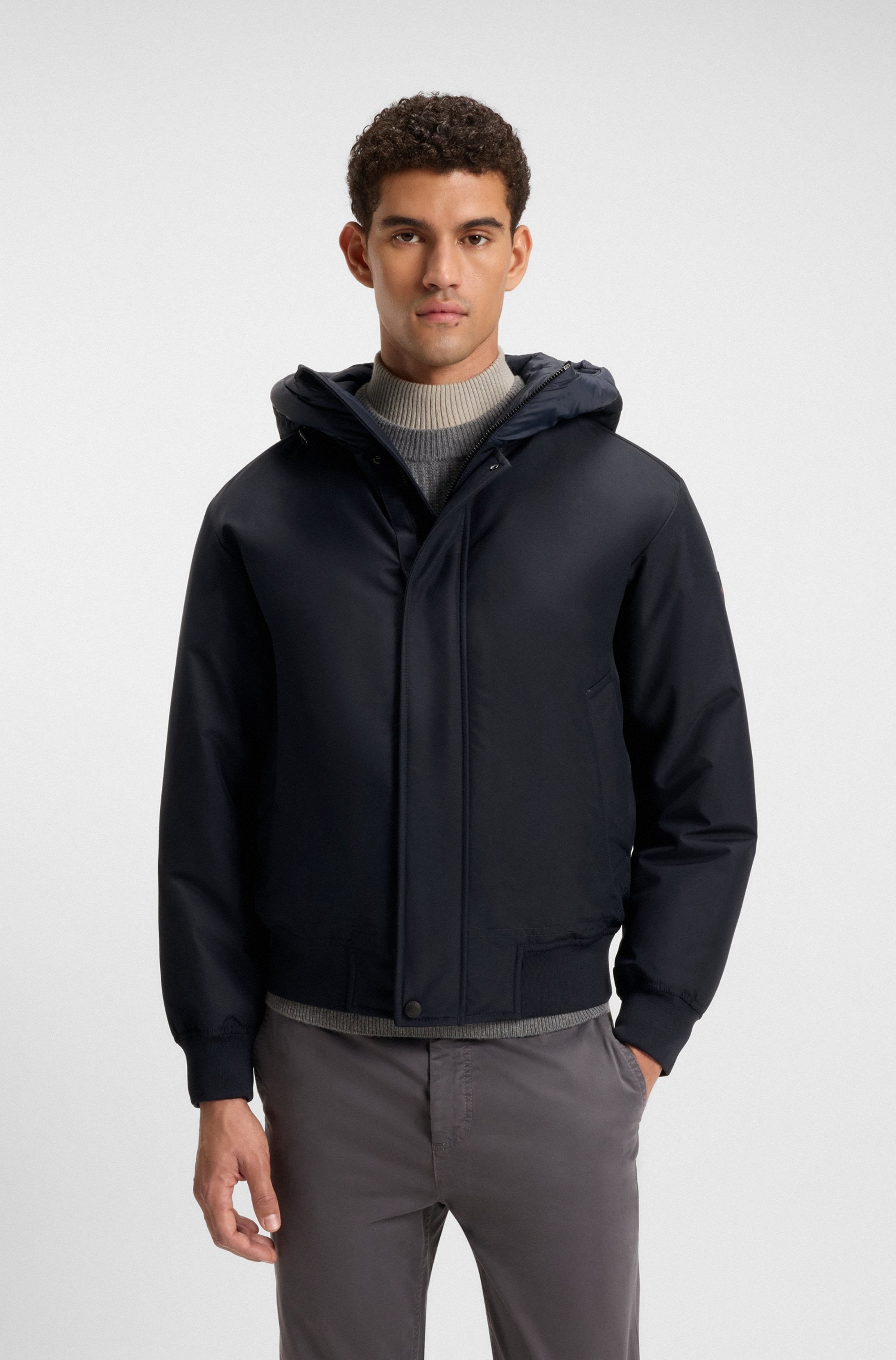 BOSS ORANGE Blouson »Osis« mit Kapuze relaxed fit, mit wattierter Kapuze, verdeckter Reissverschluss