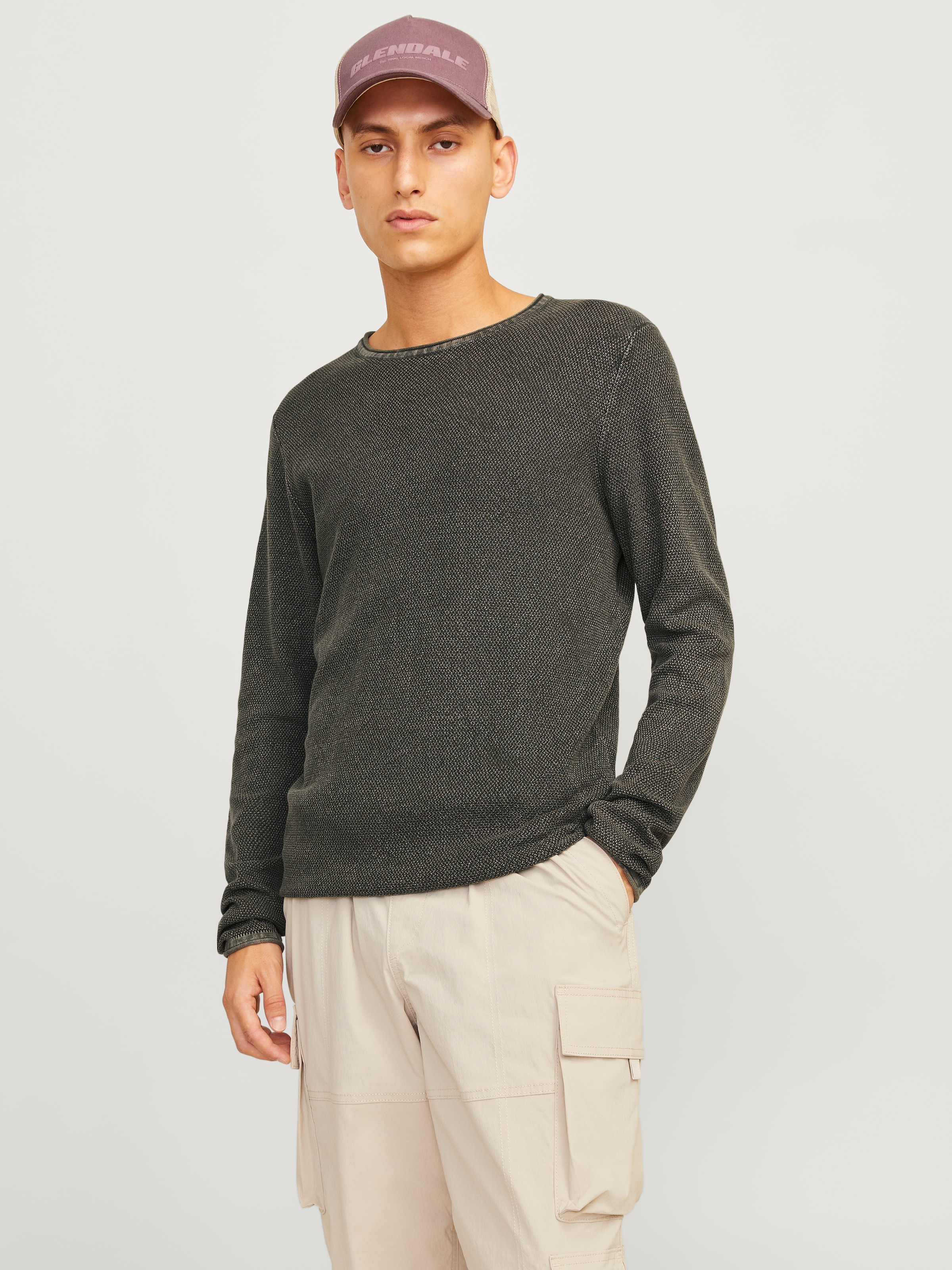 Jack & Jones Rundhalspullover »JJDEAN KNIT CREW NECK AW24« in gewaschener Optik