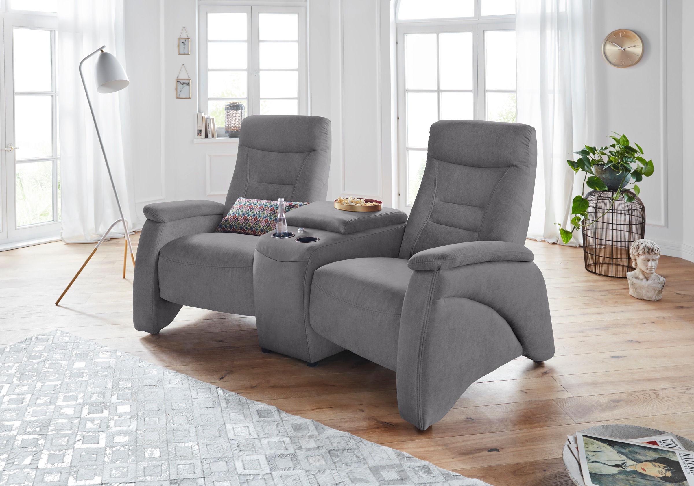 exxpo - sofa fashion 2,5-Sitzer "Ascoli, Kinosofa, Relaxfunktion, Staufach, hoher Sitzkomfort, bequeme" inkl. Relaxfunktion, mit Ablage und Staufach, hohe Rückenlehne