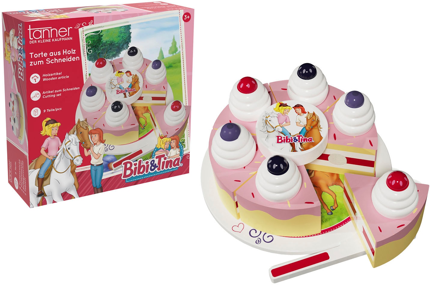 Tanner Spiellebensmittel "Bibi & Tina, Torte" zum Schneiden; aus Holz; FSC - schützt Wald