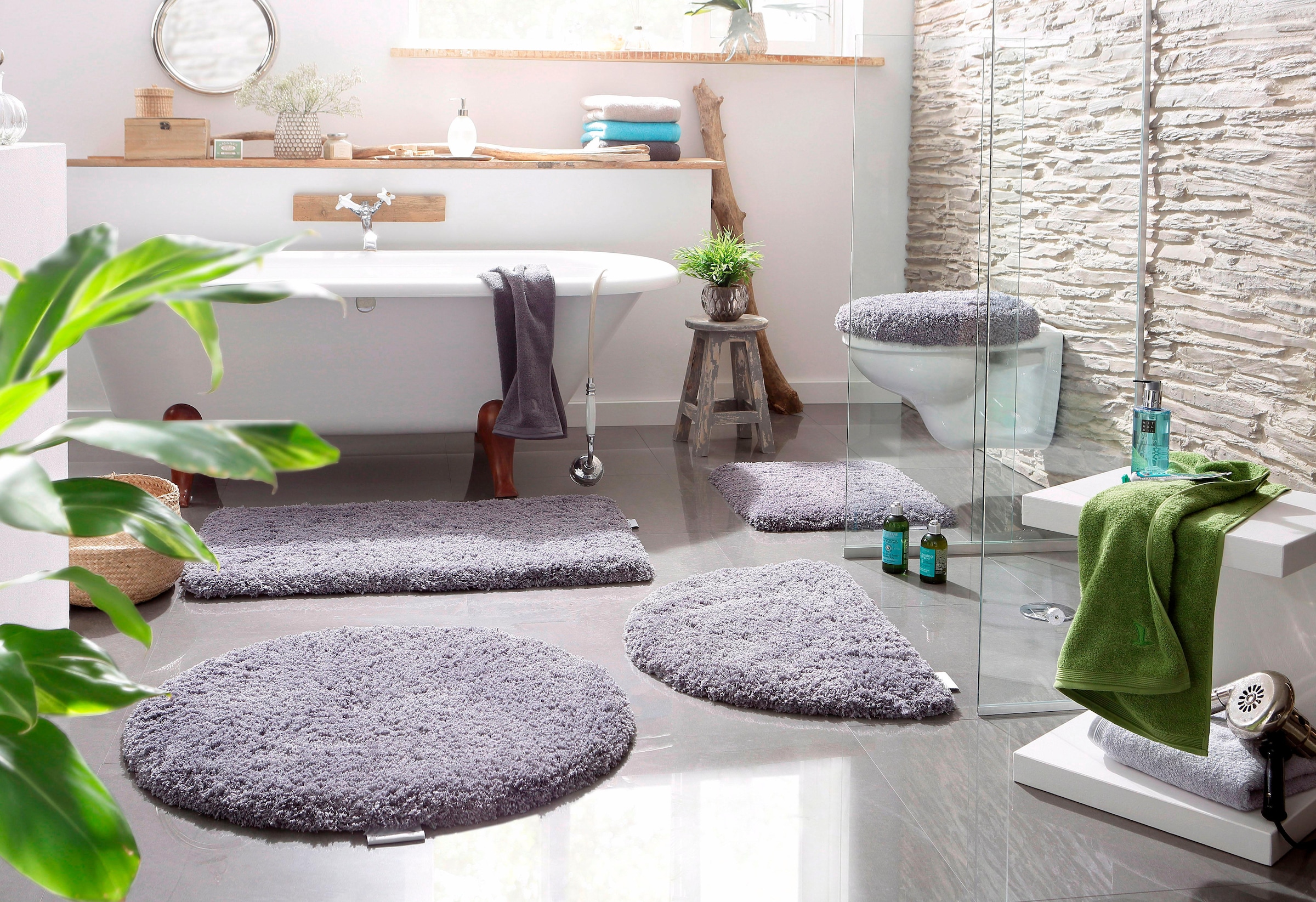 Möve Badematte »Superwuschel, Badvorleger, Badezimmer Teppich«, rutschhemmend beschichtet, strapazierfähig-schnell trocknend-fussbodenheizungsgeeignet, Mikrofaser-Badematte, Badteppich, rechteckig, rund & als 3-tlg. Set