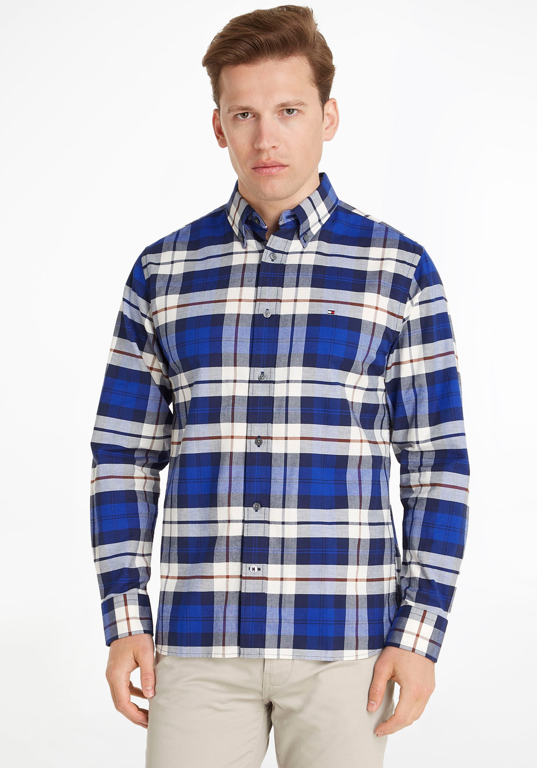 Langarmhemd »OXFORD BLACKWATCH RF SHIRT«, mit Button-down-Kragen