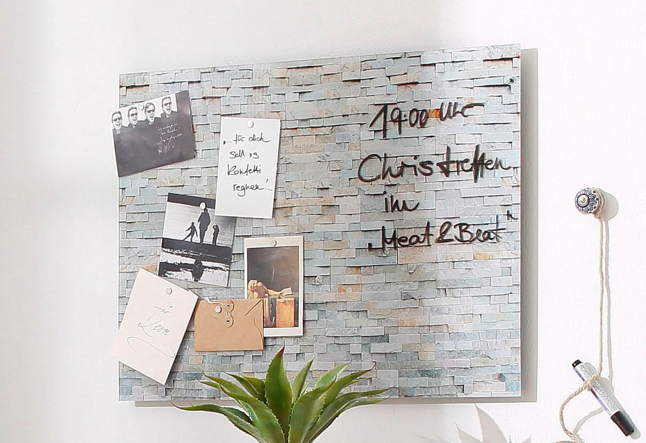 Home affaire Magnettafel »Stone Wall«, (1 tlg.), Memoboard, Acrylglas, Stein, magnetisch, Tafel