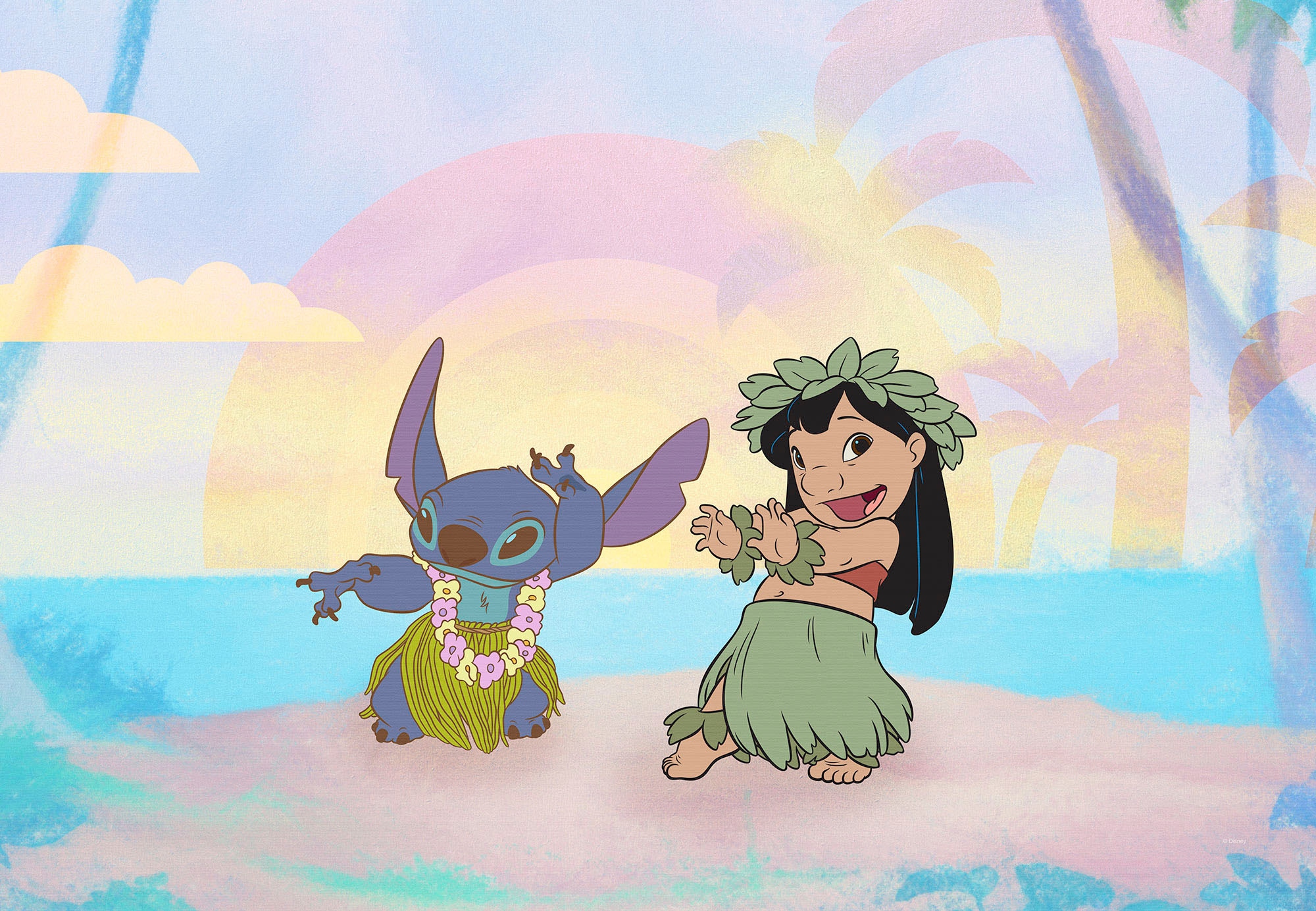 Komar Leinwandbild »Lilo and Stitch Dancing - Grösse 60 x 40 cm«, Disney, (1 St., 60 x 40 cm (Breite x Höhe), Keilrahmenbild mit Echtholzrahmen, Kinderzimmer
