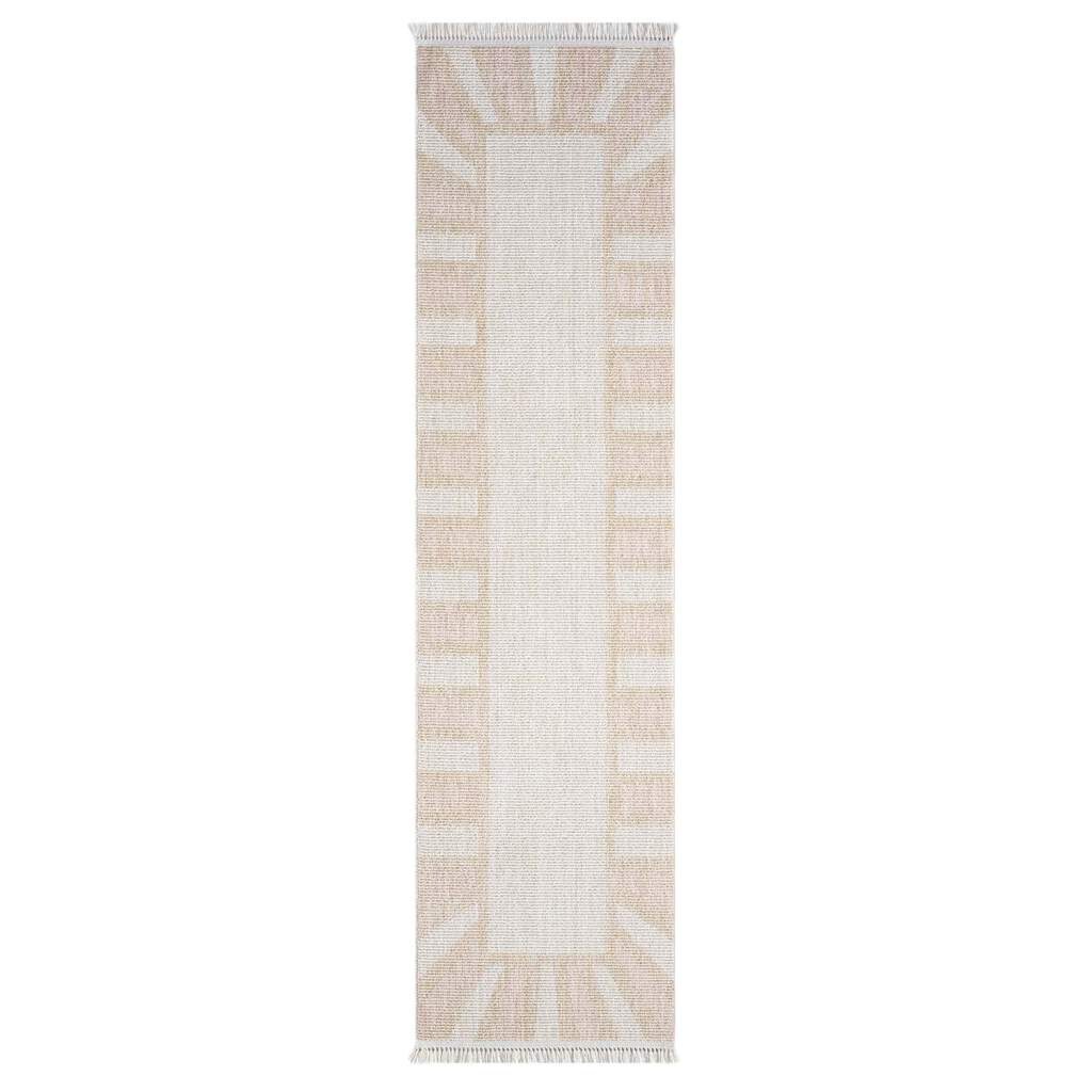 Carpet City Teppich »CLASICO 9152«, rechteckig, 11 mm Höhe, Läufer, Kurzflor, Hochtief-Muster, Boho, Fransen, Wohnzimmer