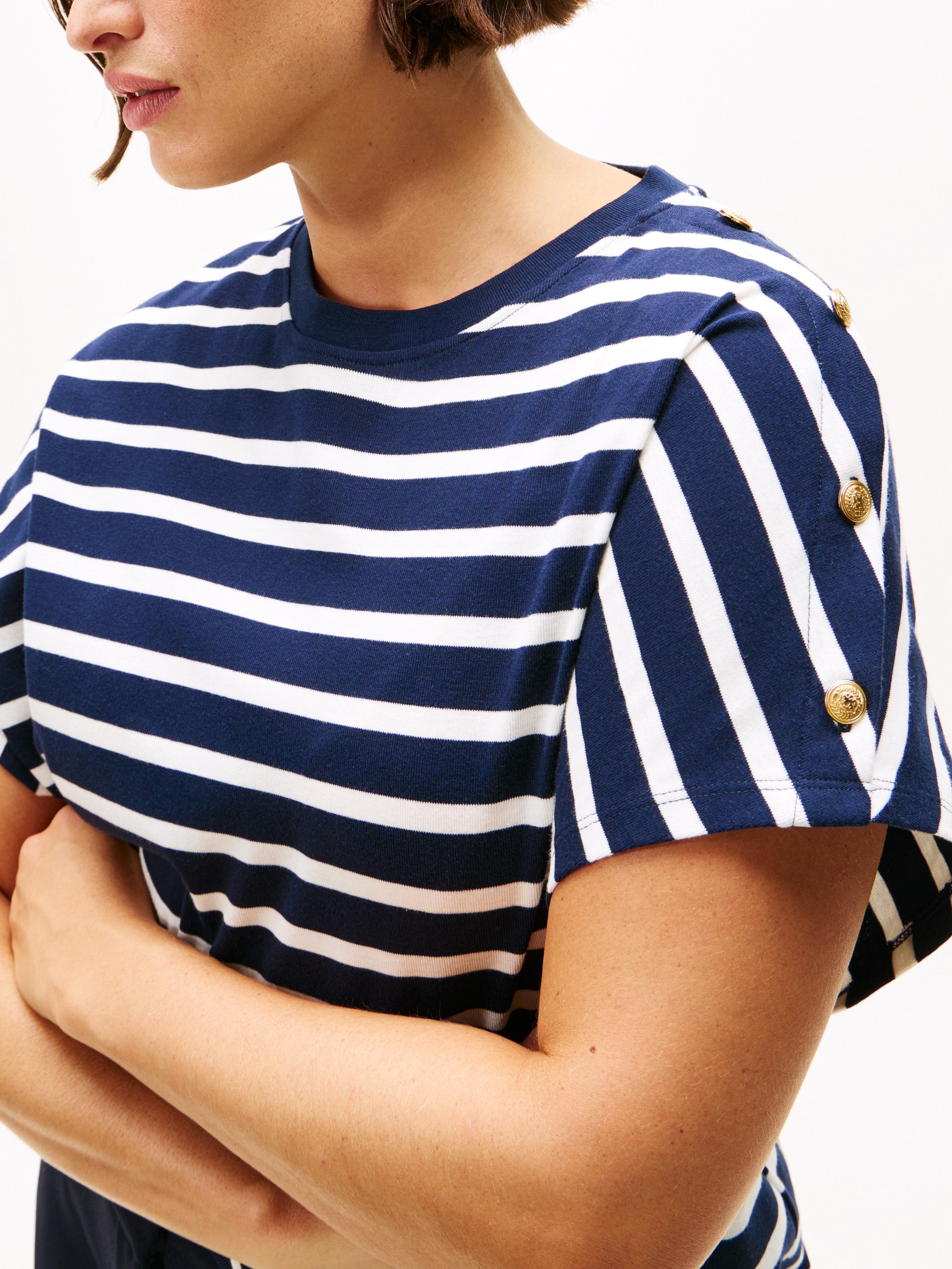 Tommy Hilfiger Curve Kurzarmshirt »CRV GOLD BUTTON SS TEE«, in grossen Grössen