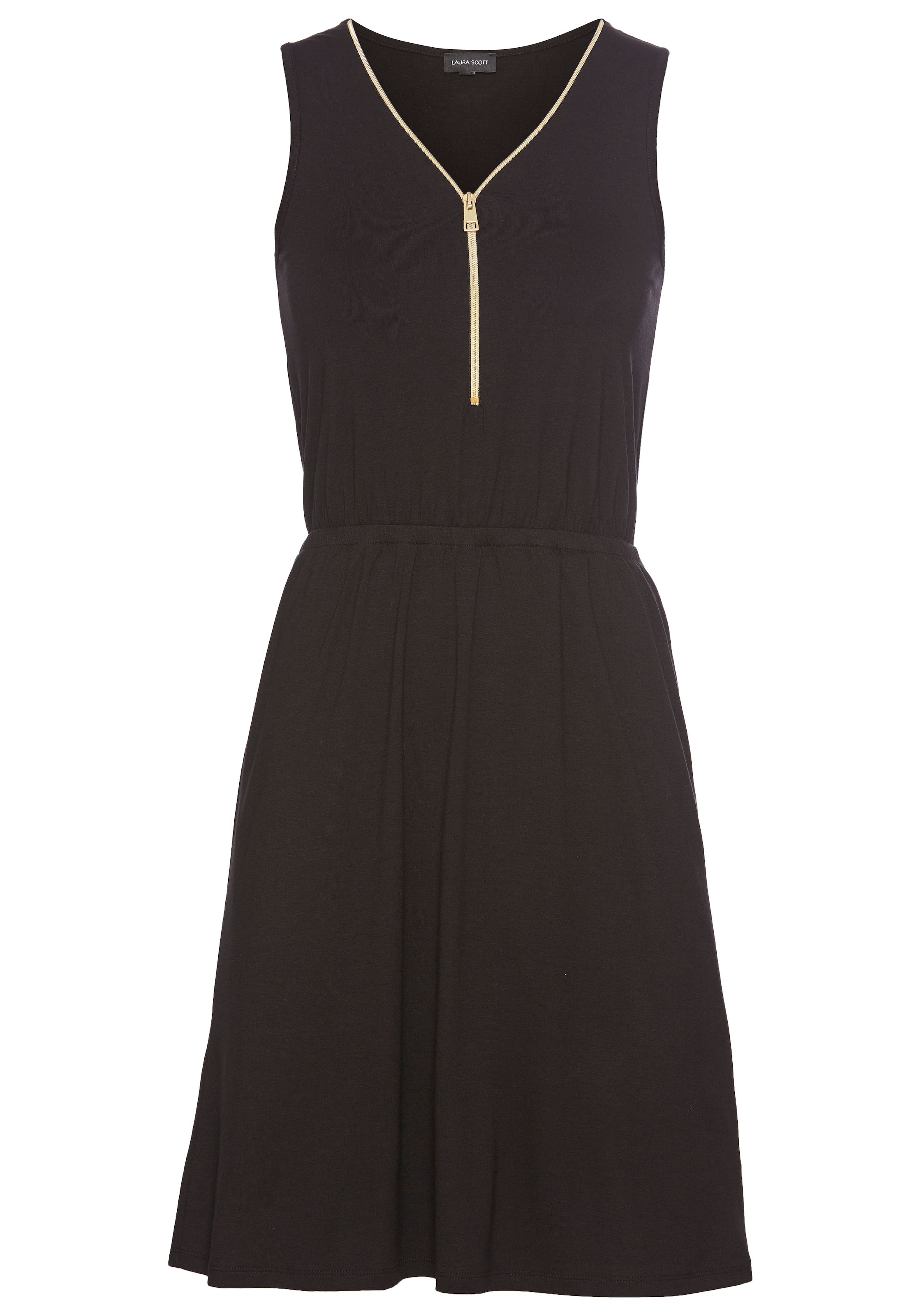 Laura Scott Sommerkleid, V-Ausschnitt mit glänzendem Reissverschluss - NEUE KOLLEKTION