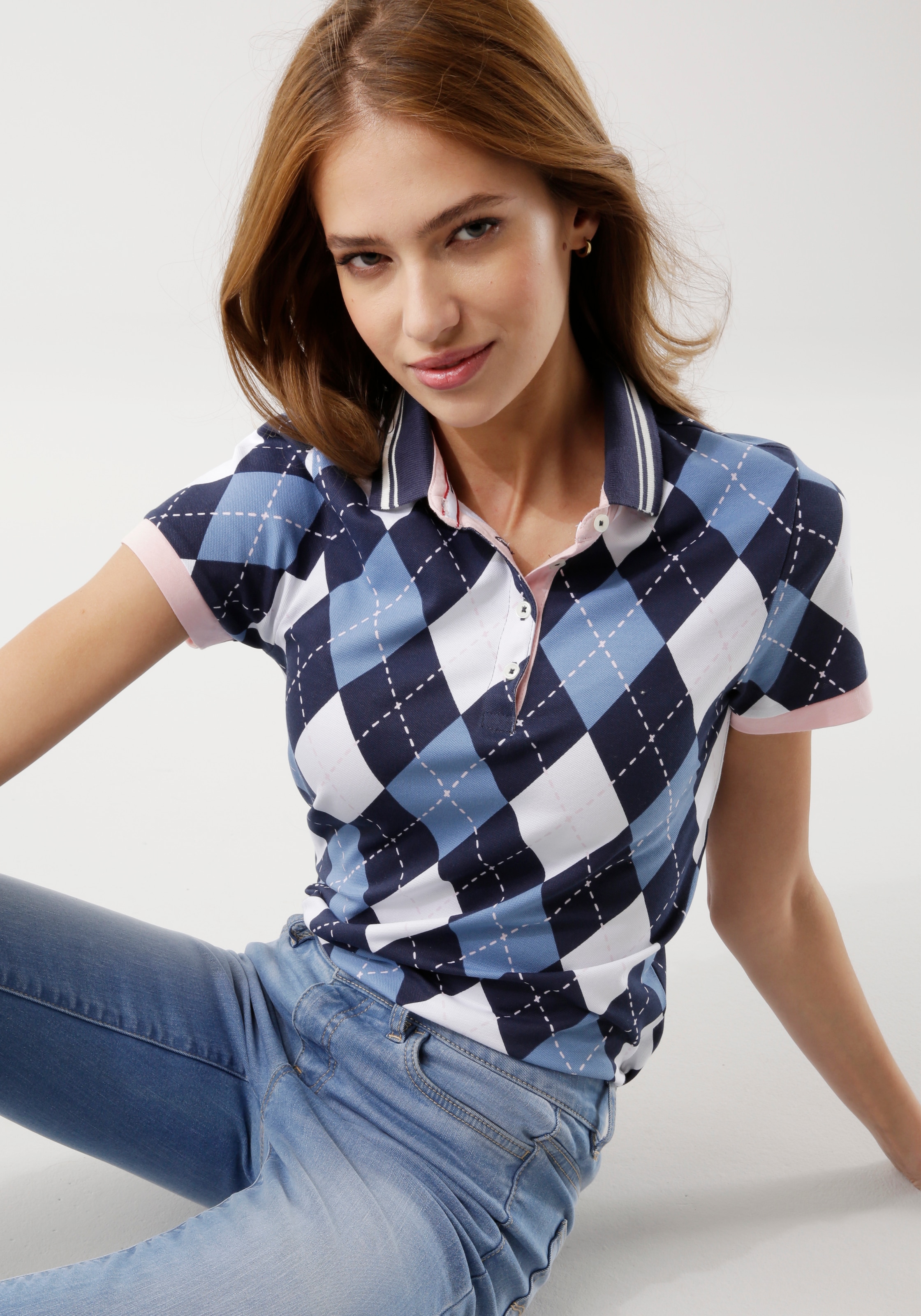 KangaROOS Poloshirt, Rauten-Alloverdruck bei mit kaufen Jelmoli-Versand Schweiz trendigem online