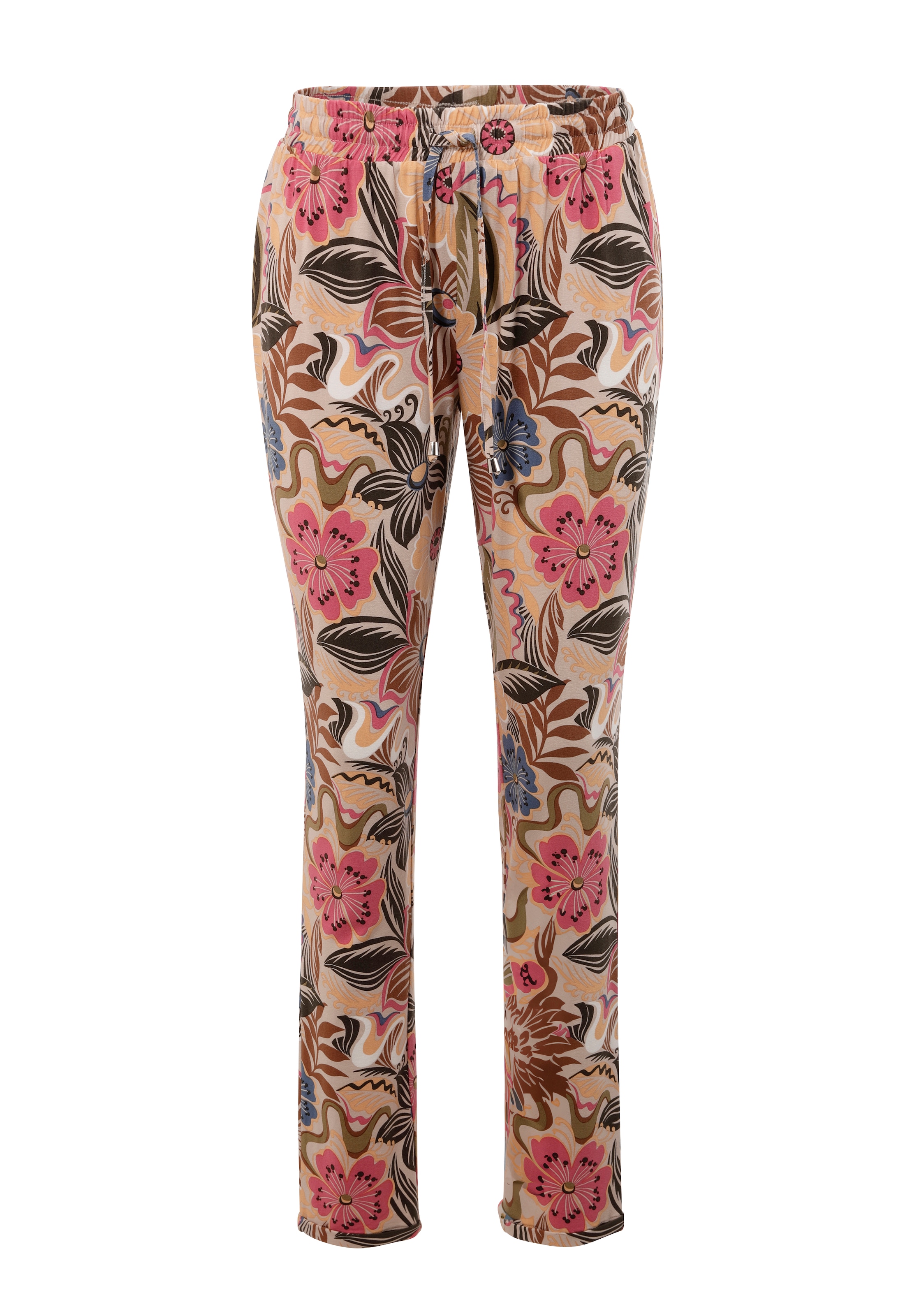 Aniston CASUAL Schlupfhose, mit grossflächigen Blüten und Blättern bedruckt