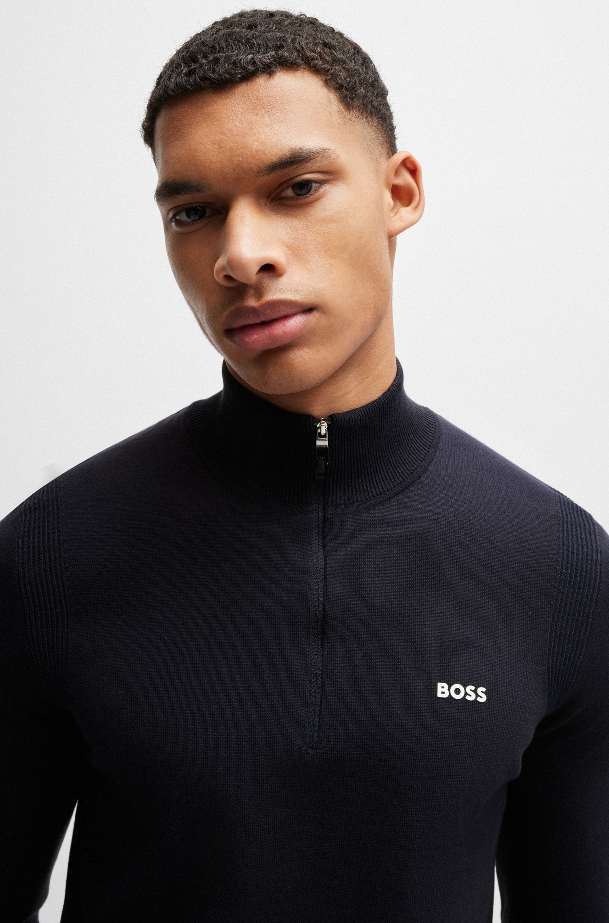 BOSS GREEN Strickpullover »Ever-X QZ«, mit Reissverschluss