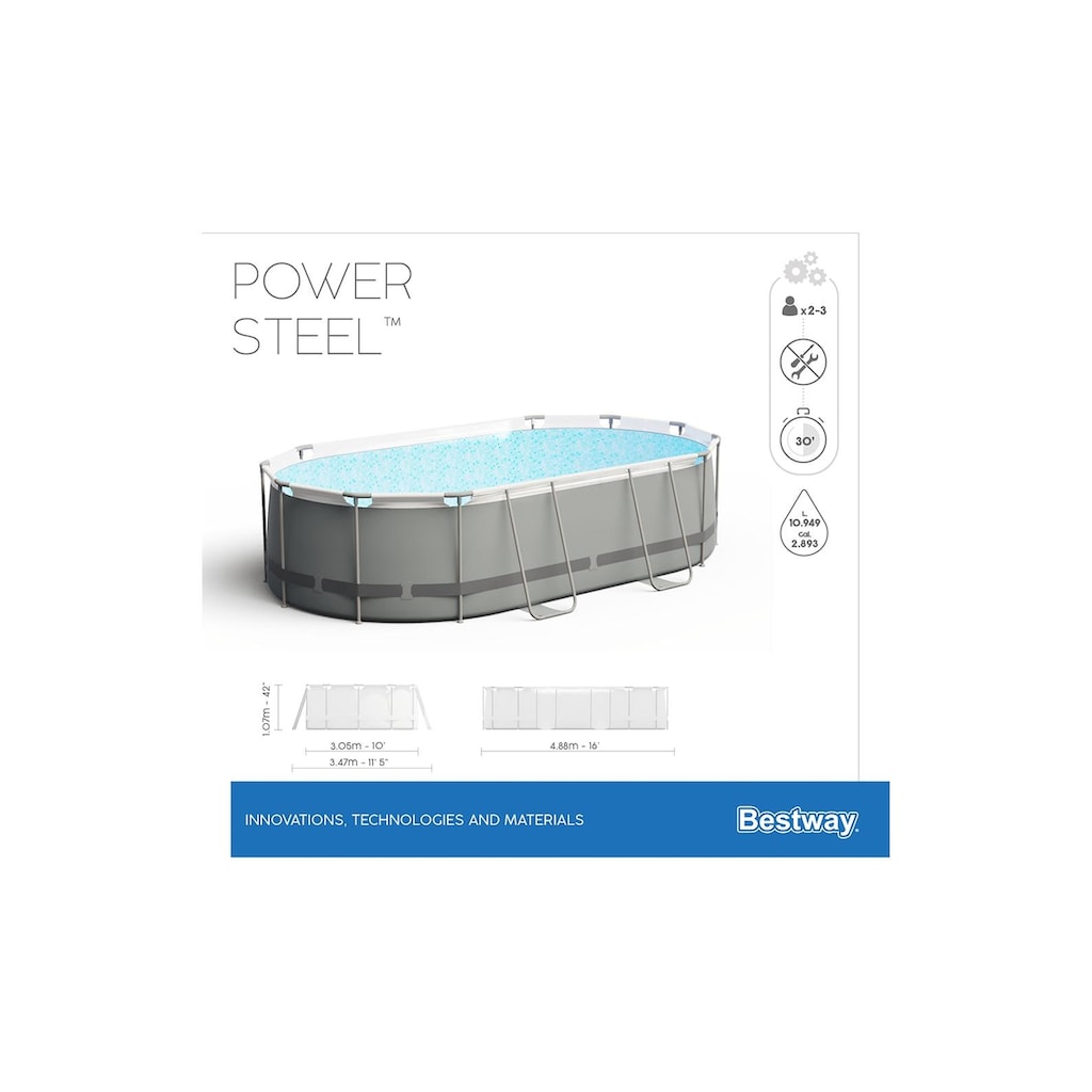 Bestway Pool »Power Steel Frame Komplett-Set 488 x 305 347 x107cm«