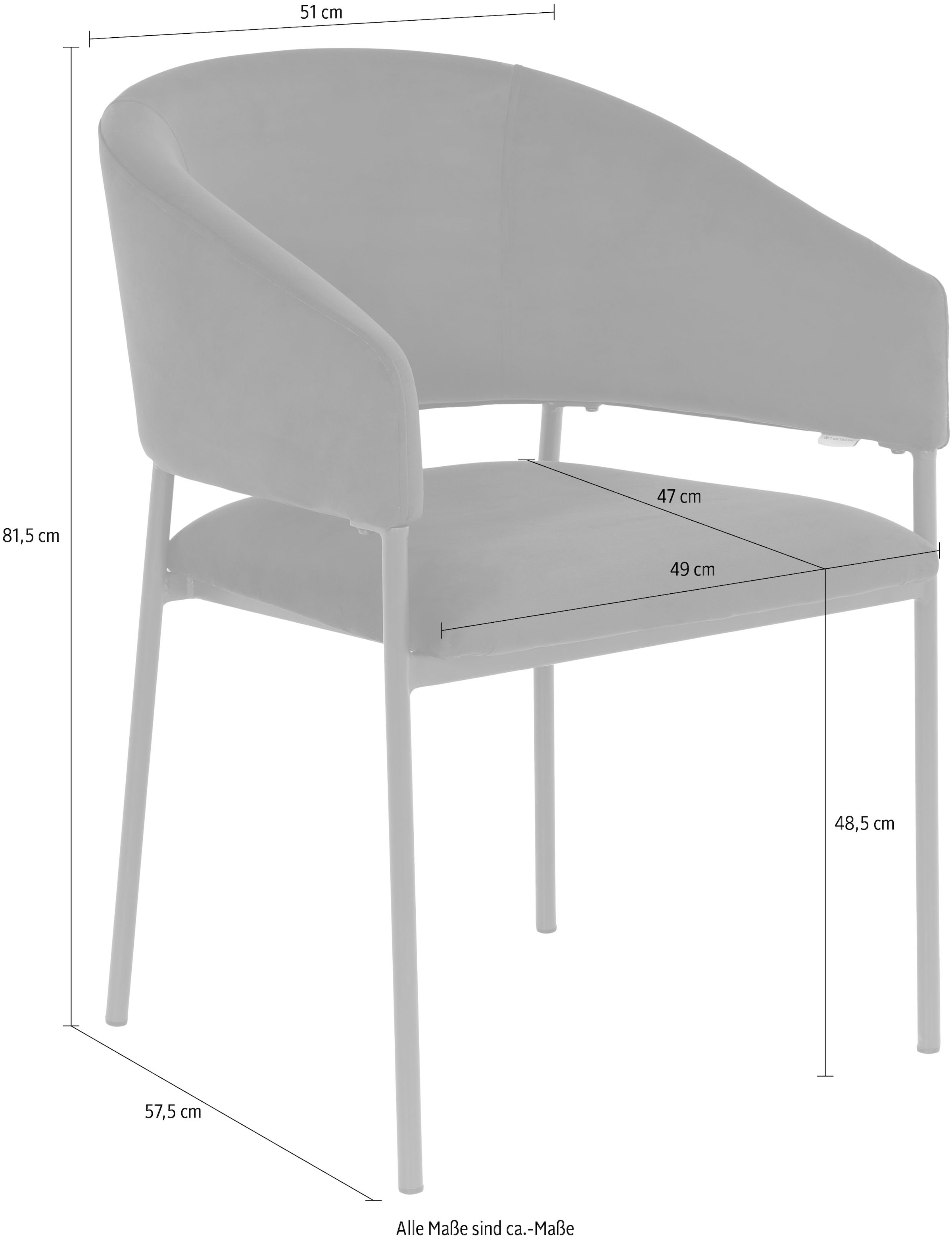 TOM TAILOR HOME Armlehnstuhl »EMBRACE ARMCHAIR«, (Set), 2 St., Breitcord, Esszimmerstuhl, mit Armlehnen, 4-Fussgestell, Rückenausschnitt