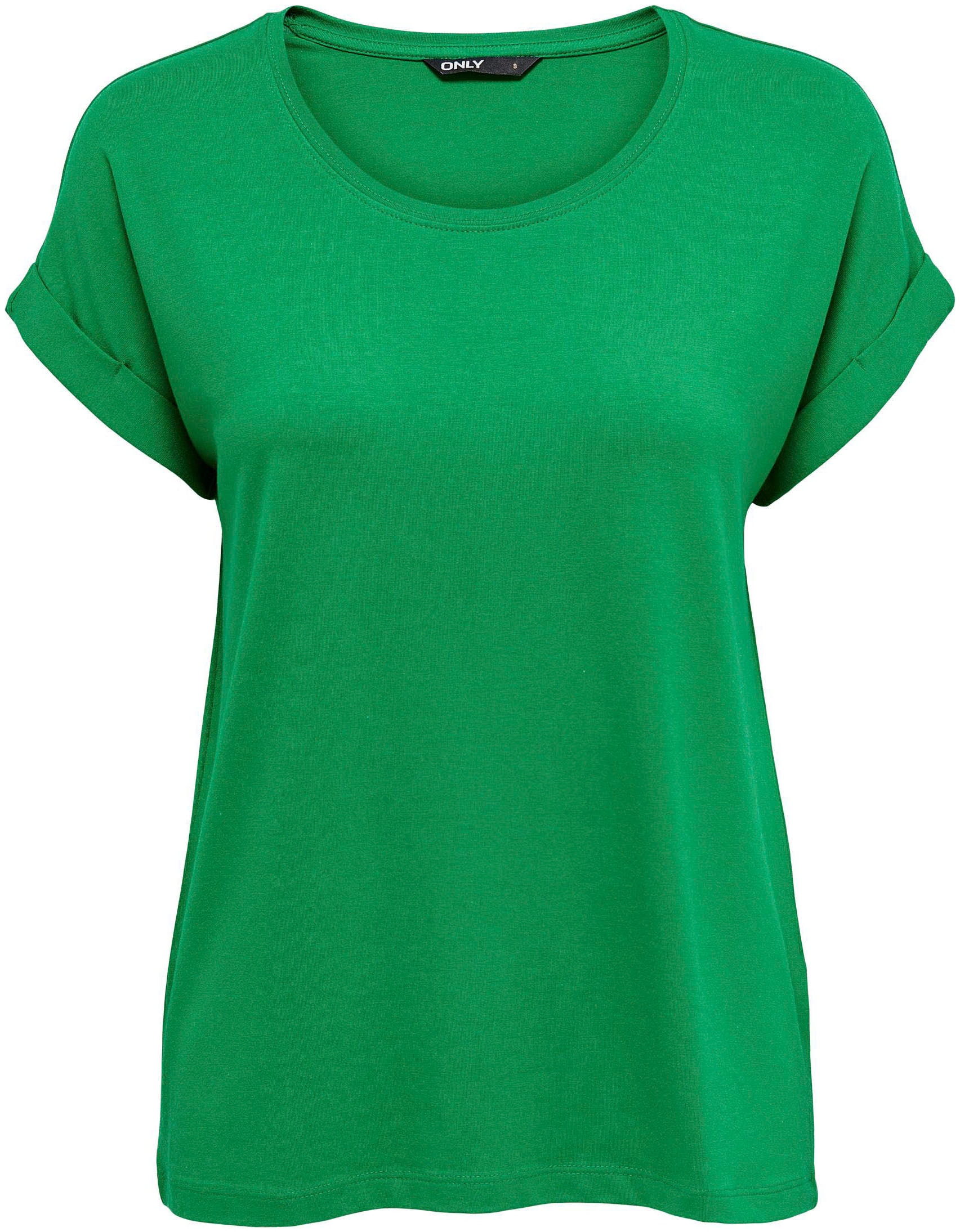 ONLY T-Shirt »ONLMOSTER – Kurzarmshirt mit Aufschlag und klassischem Look«, unifarben, casual, regular fit, Viskosemischung, Rundhals