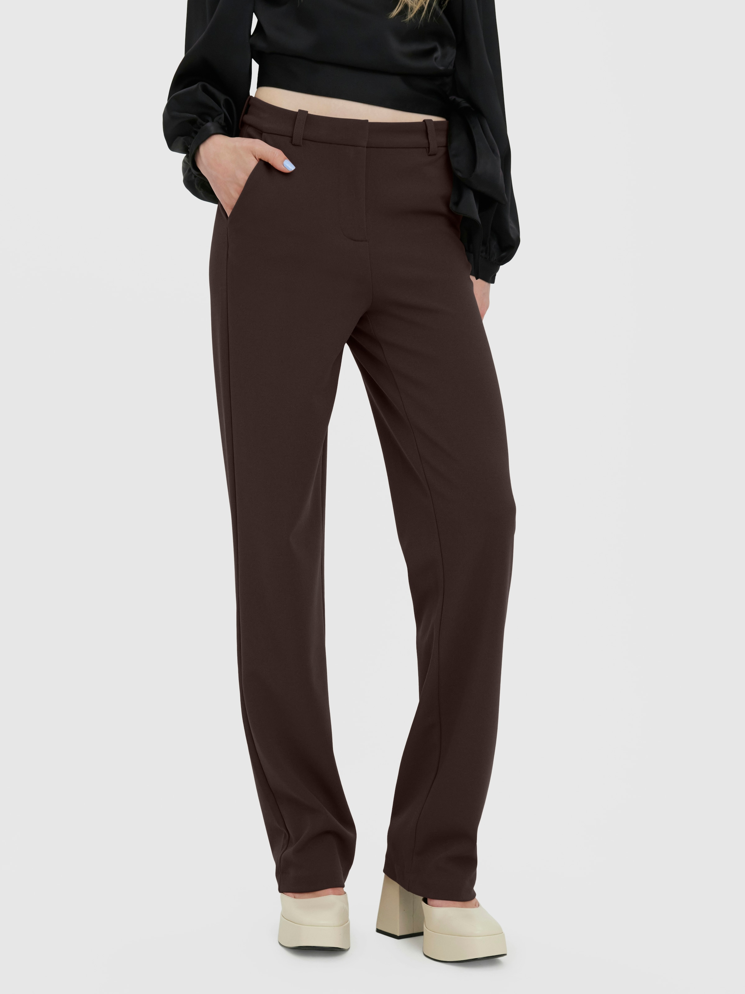 Vero Moda Anzughose »VMZAMIRA MW SLIM STRAIGHT PANT NOOS« mit Gürtelschlaufen