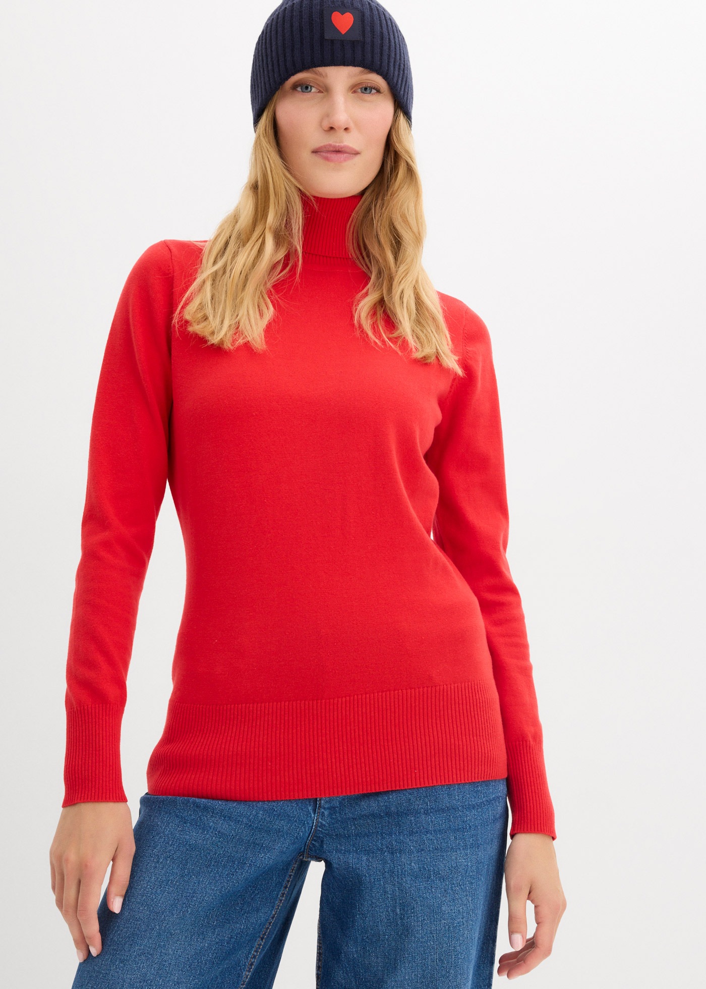 bonprix Rollkragenpullover »Feinstrick-Rollkragenpullover« mit Rippbündchen