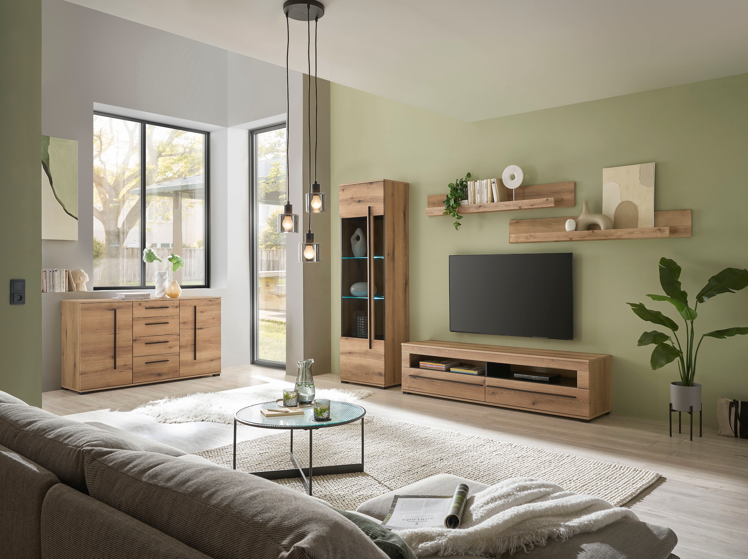 INOSIGN Sideboard »Cantara, moderner Schrank, Kommode in Eiche Evoke oder weiss«, schwarze Stangengriffe, ausreichend Stauraum, vielseitig einsetzbar