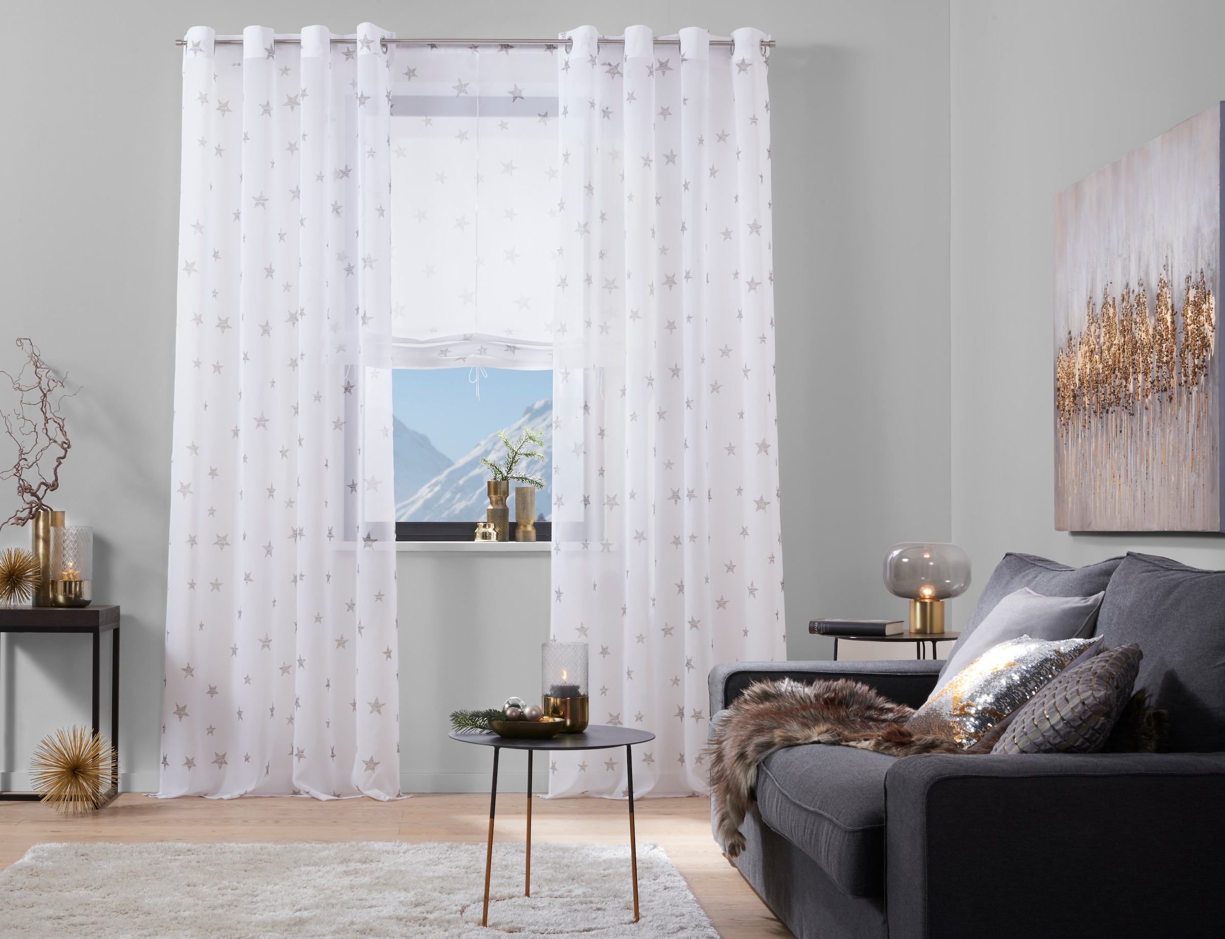 my home Gardine »Stern«, (1 St.), Transparent, Voile, Polyester online  bestellen | Jelmoli-Versand