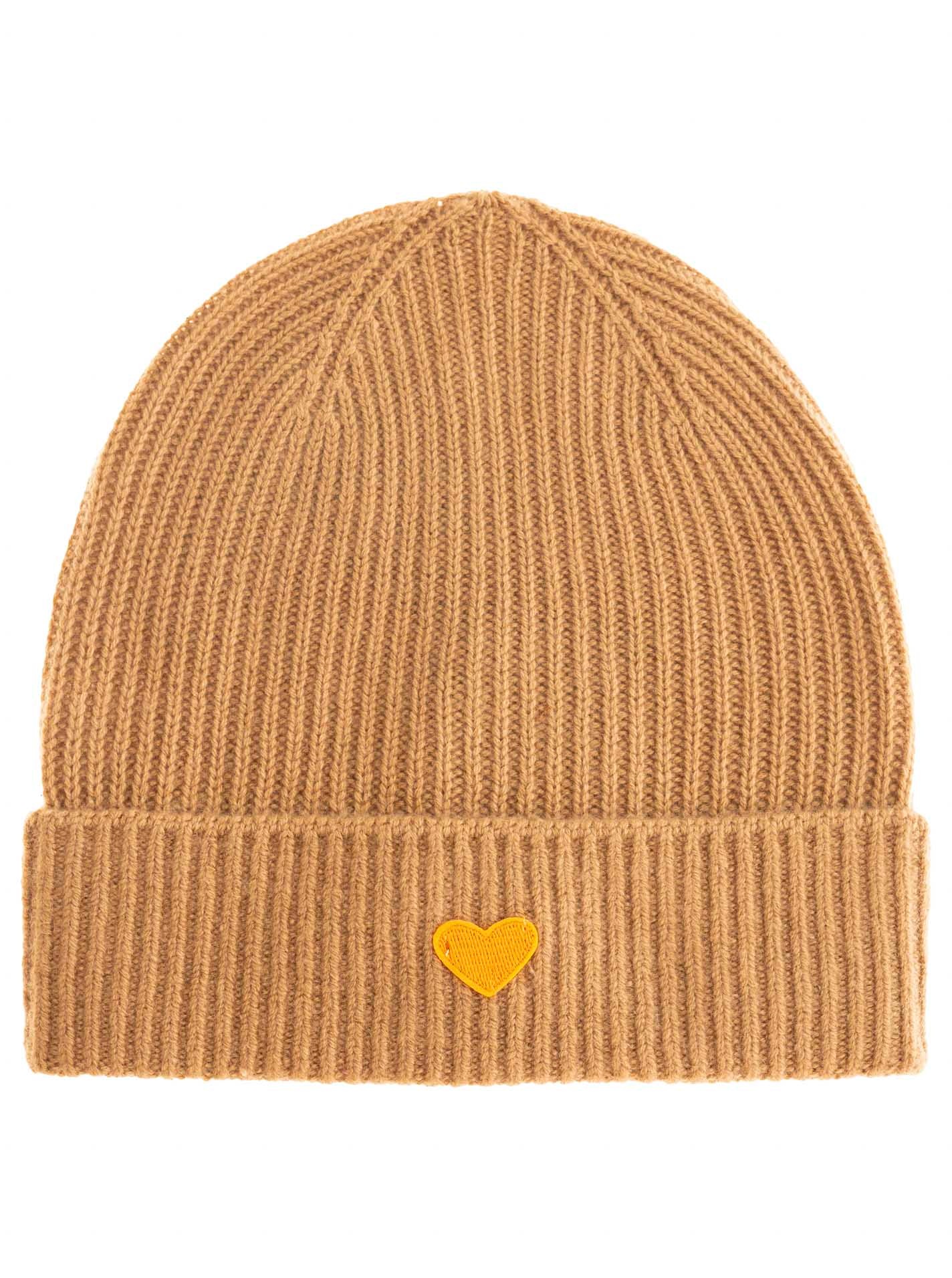 Zwillingsherz Beanie "Beanie with Heart-Patch" Rippstrick, mit breitem Umschlag, wärmend