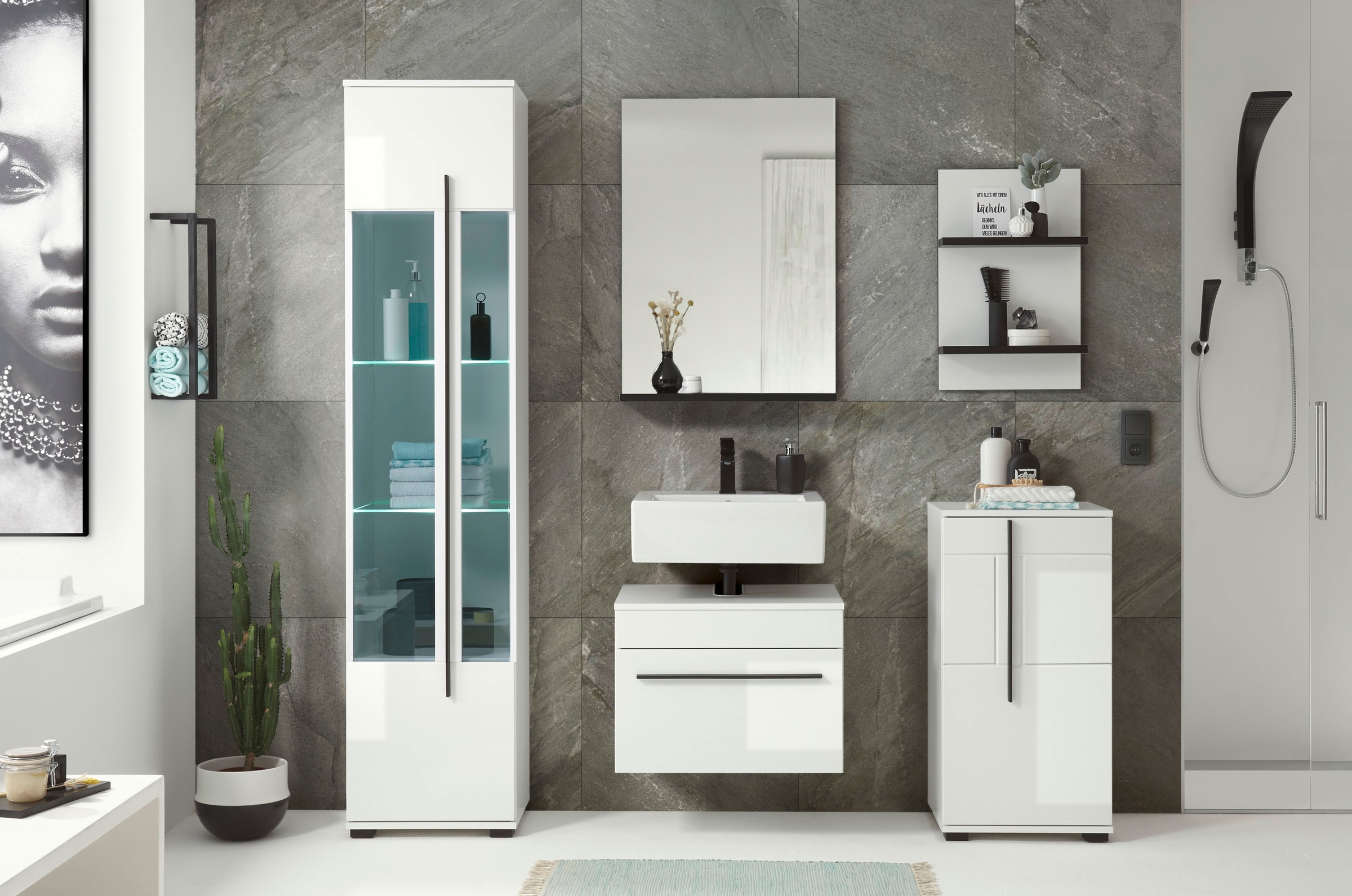 INOSIGN Wandregal »Cantara, Badregal in Hochglanz Weiss, Wandboard im modernen Design«, ausreichend Stauraum