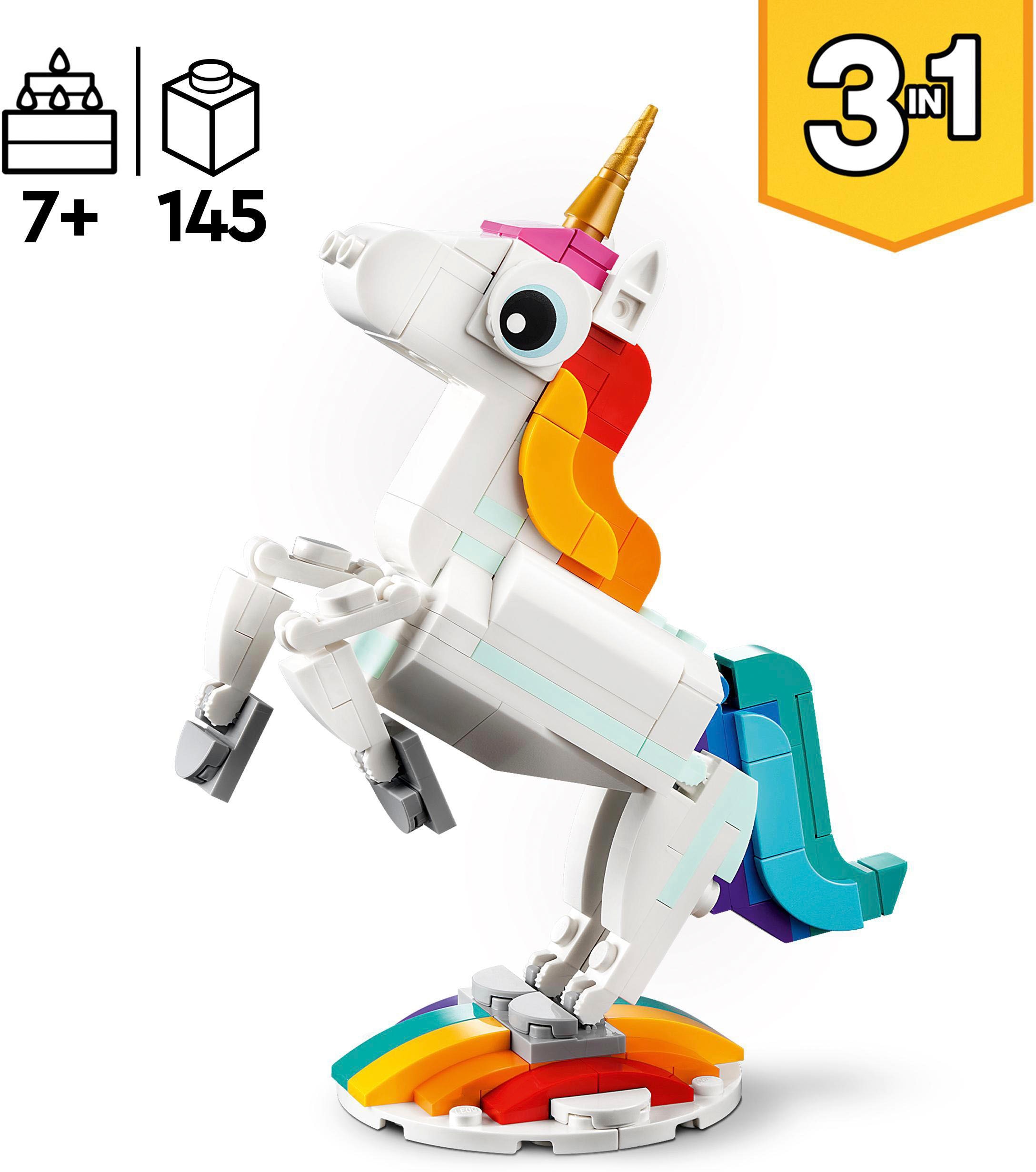 LEGO® Konstruktionsspielsteine »Magisches Einhorn (31140), LEGO® Creator 3in1«, (145 St.)