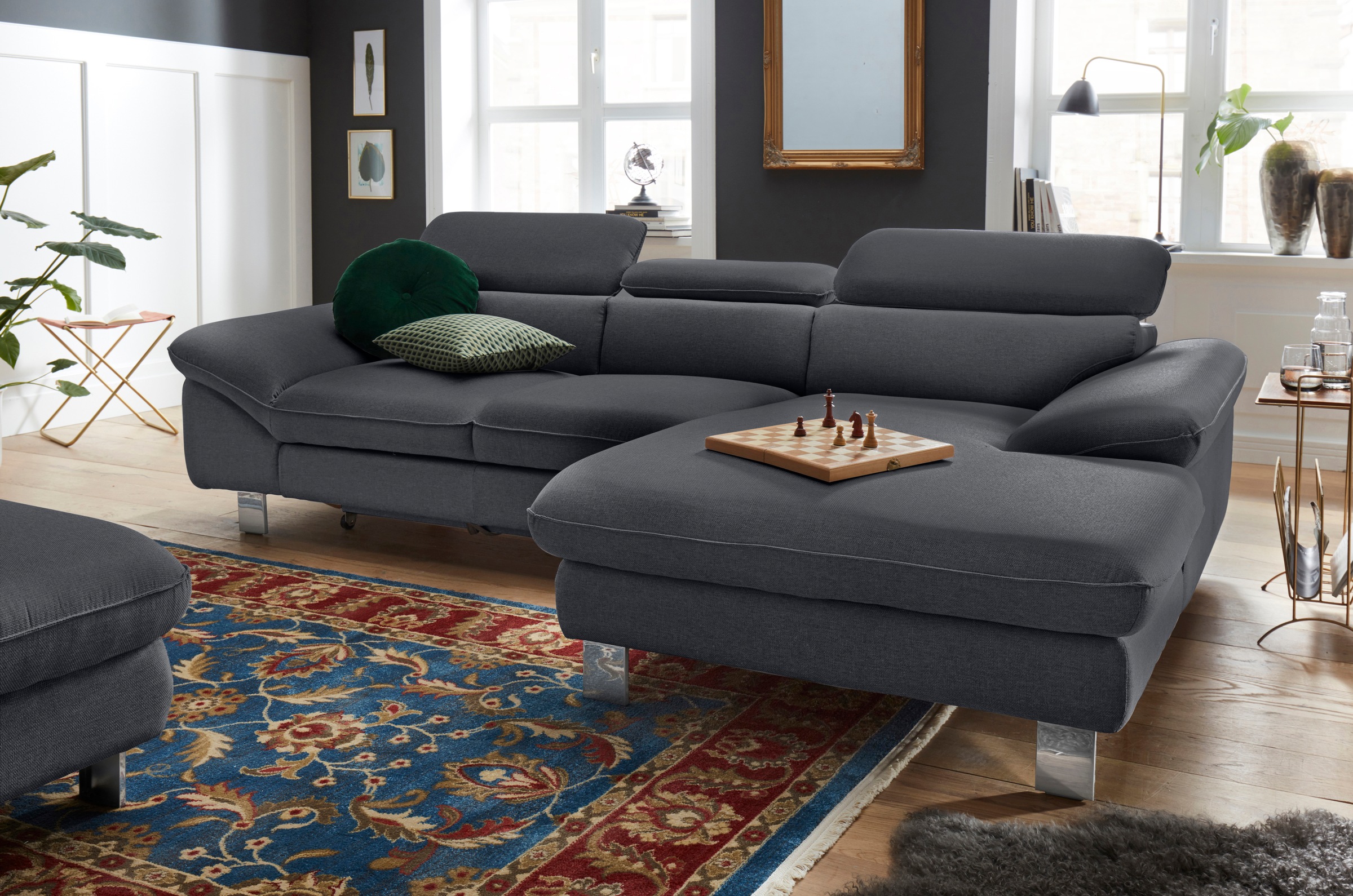 COTTA Polstergarnitur »Driver L-Form«, (Set, 2 tlg.), Set bestehend aus: Ecksofa mit Kopfteilverstellung & Hocker