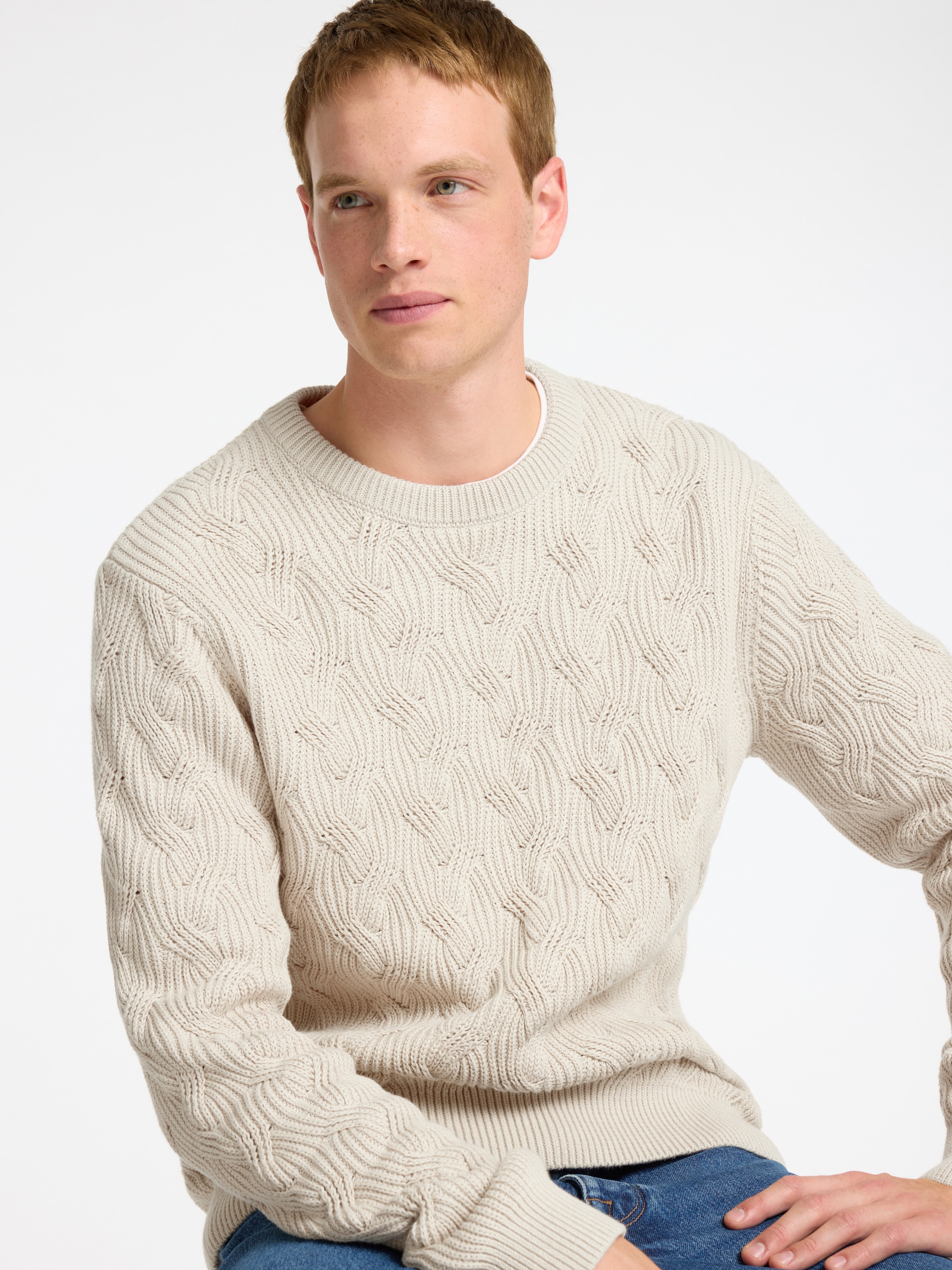 SELECTED HOMME Strickpullover »SLHCALLIS LS KNIT CABLE CREW NECK NOOS«