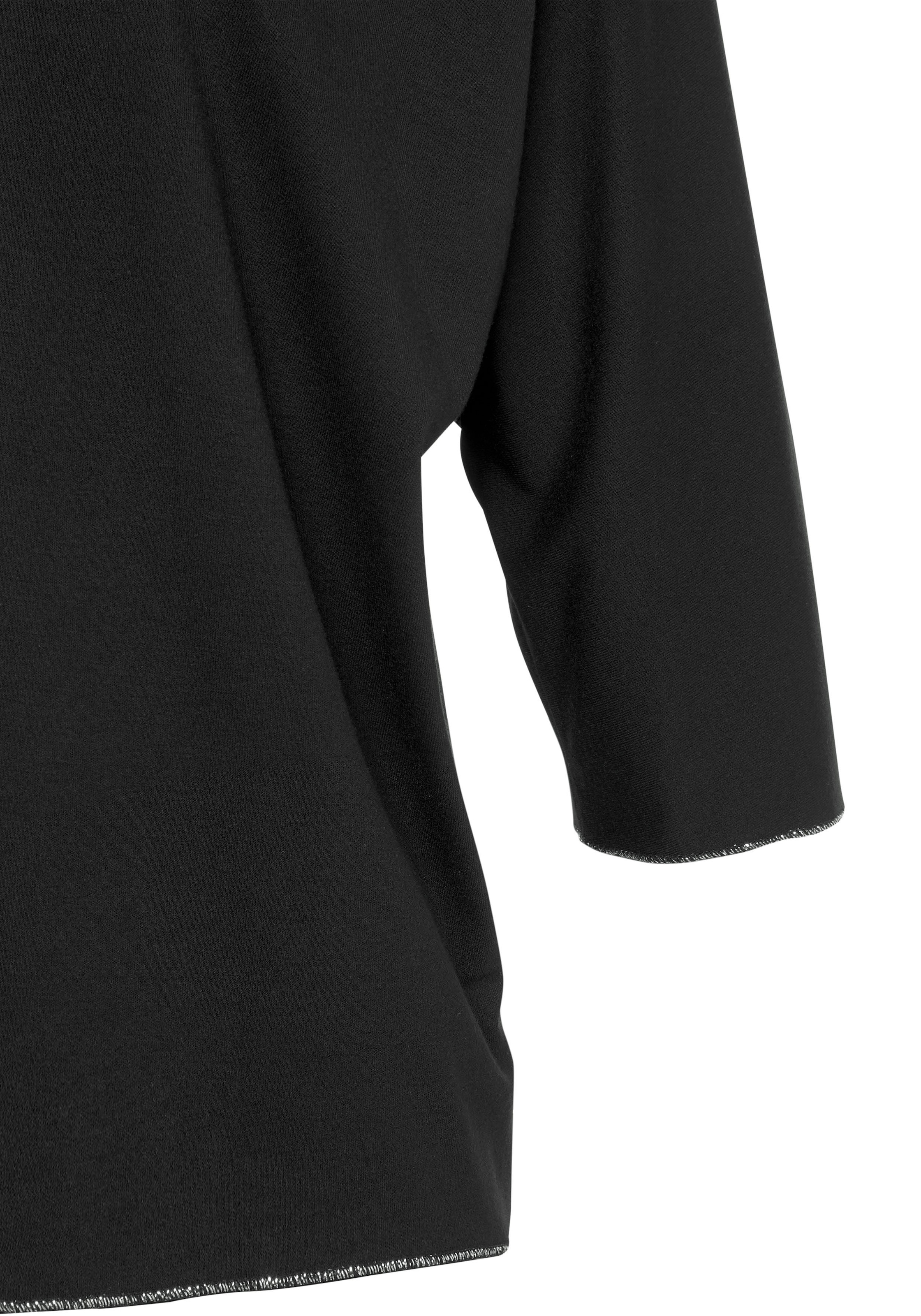 LASCANA 3/4-Arm-Shirt, mit eleganten Glitzerabschlüssen