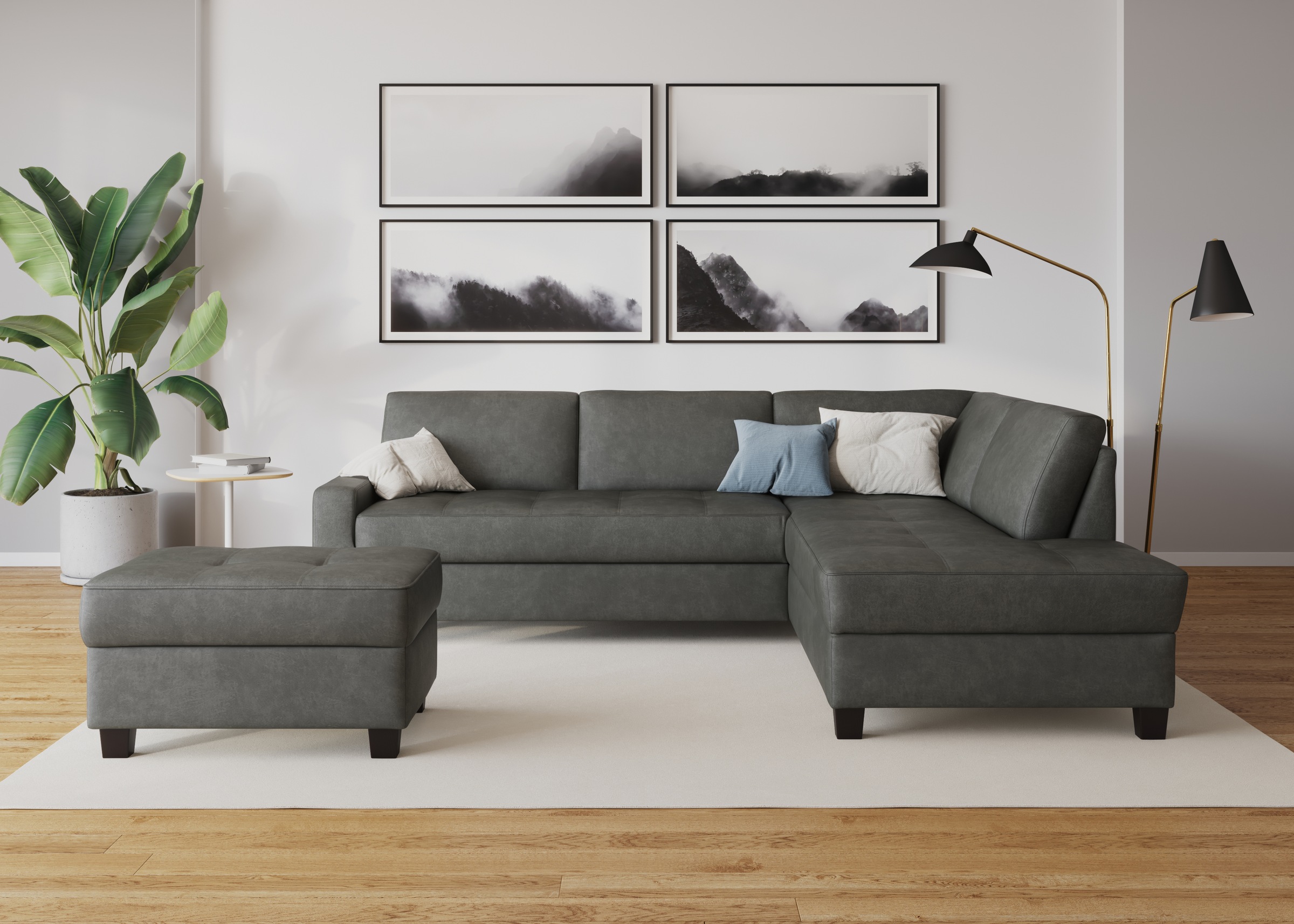 DOMO collection Ecksofa »Florentina zeitlos und elegant, Sitznähte als Designelement, L-Form«, wahlweise mit Bettfunktion, mit Kontrastnaht, Komfortsitzhöhe 47cm