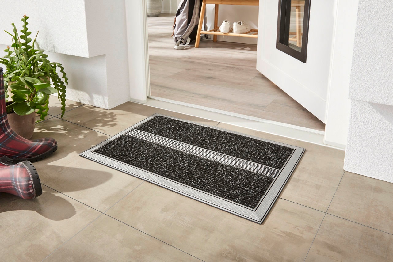 Home2Fashion Fussmatte »TopClean«, rechteckig, 12 mm Höhe, Schmutzfangmatte, elegante Aluminiumoptik, robust & strapazierfähig