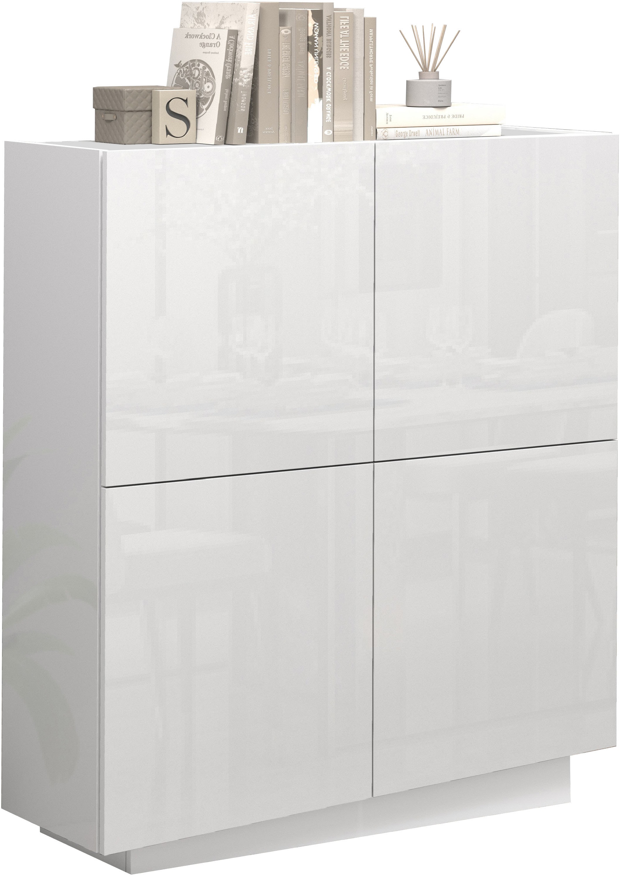 INOSIGN Highboard »VELA, Highboard, Höhe 120 cm,Design mit schrägen Türen«, (1 St.), Made in Italy, Masse-B/T/H: 100x35x120,hohes Sideboard,Anrichte,Kommode