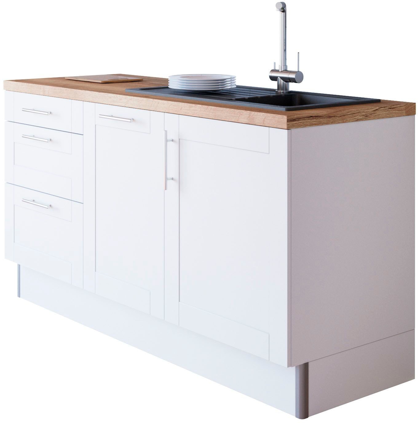 OPTIFIT Küche »Ahus«, 180 cm breit, wahlw.mit E-Geräten, Soft Close Funktion, MDF Fronten