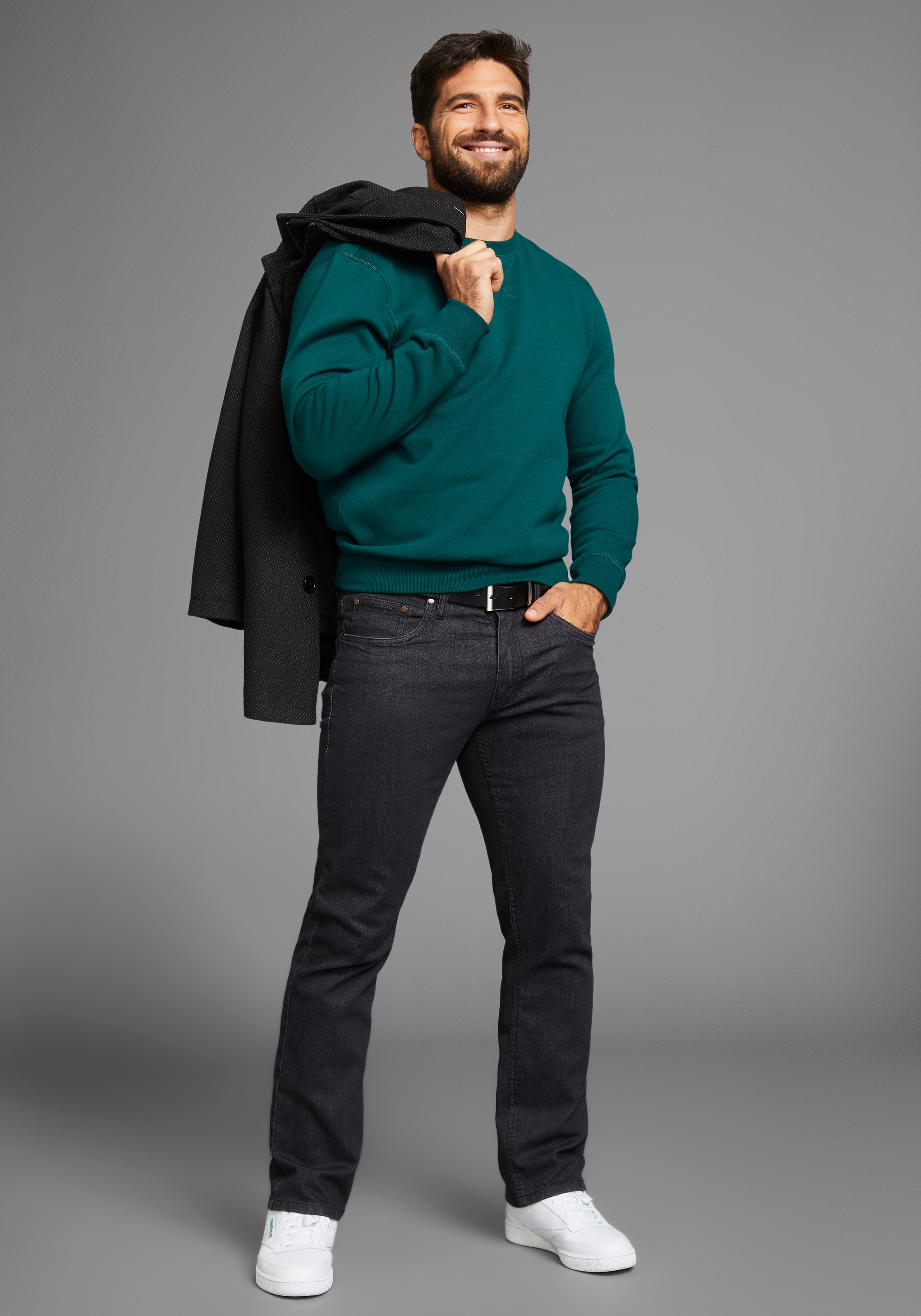 Man's World Sweatshirt, Langarm, Basic-Stil, unifarben, Rundhalsausschnitt