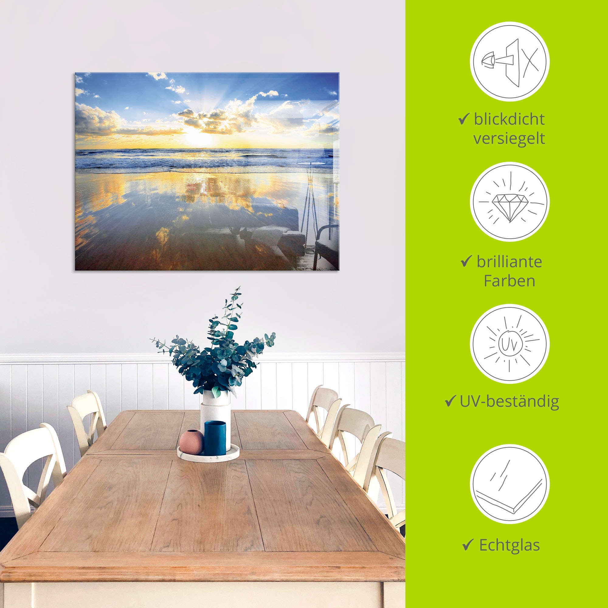 Artland Glasbild »Sonnenaufgang über dem Ozean«, Himmel, (1 St.), in verschiedenen Grössen