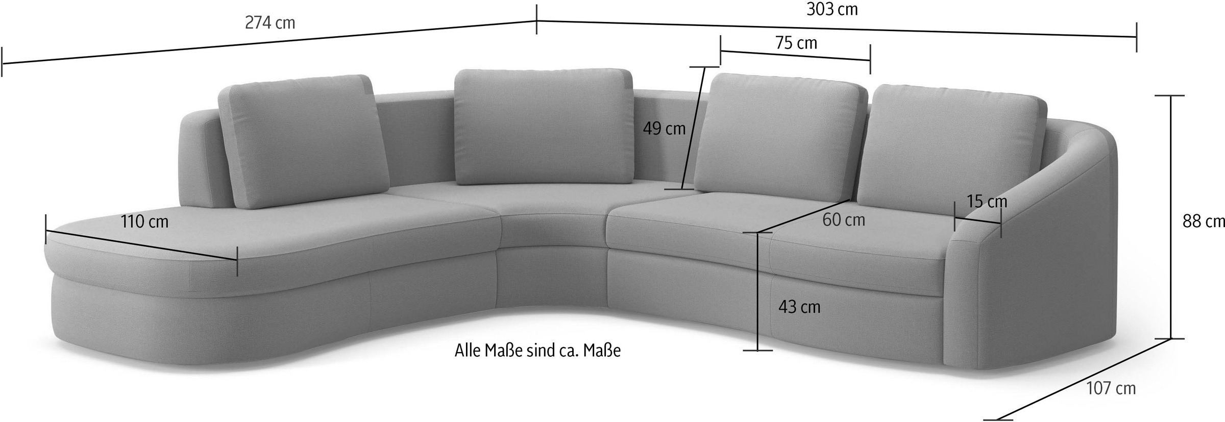 sit&more Ecksofa »Jazz L-Form«, In weiteren Grössen erhältlich