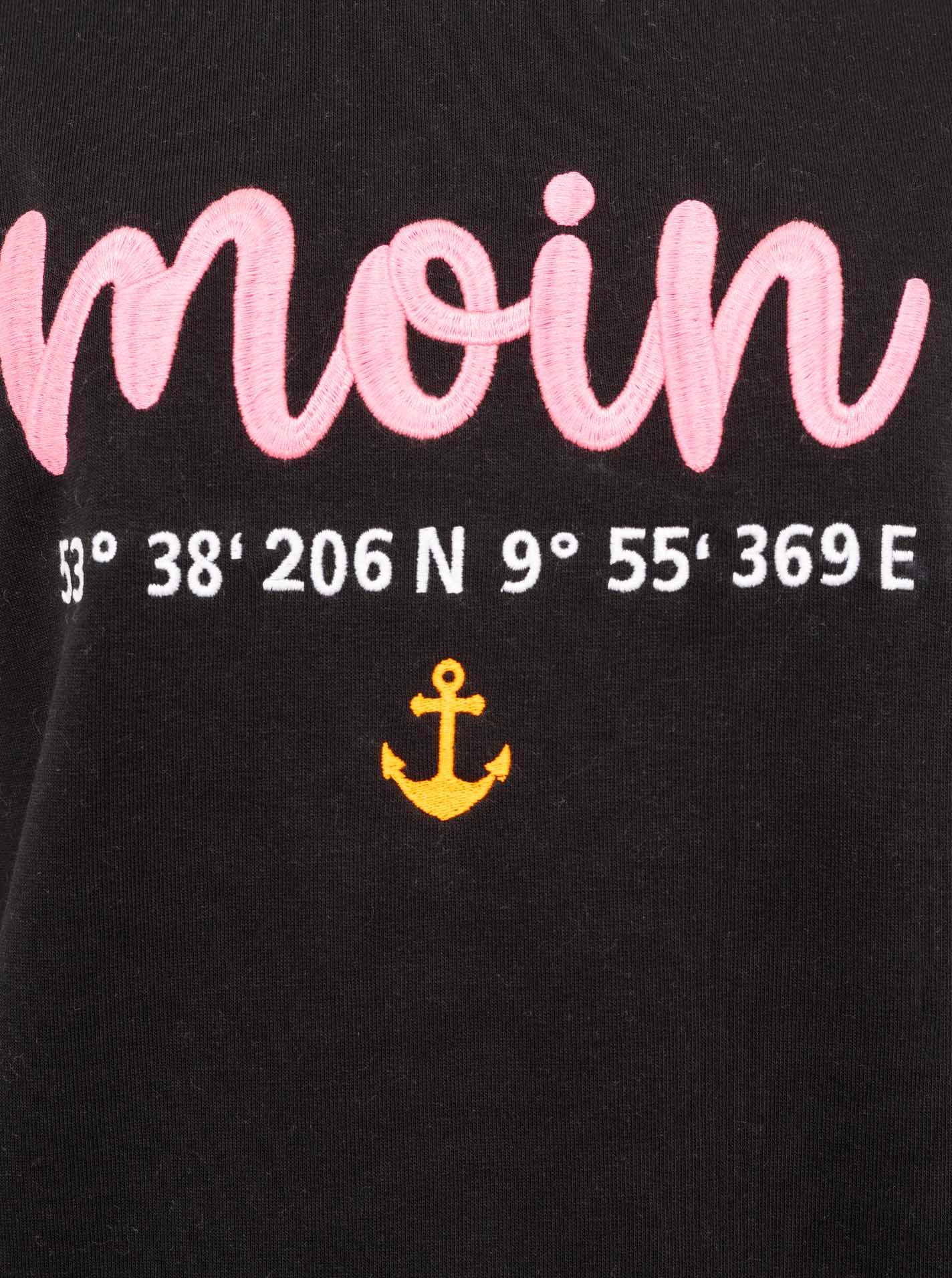 Zwillingsherz 3/4-Arm-Shirt »"Moin"«, mit Moin Stickerei und Anker, ausgefranste Kanten