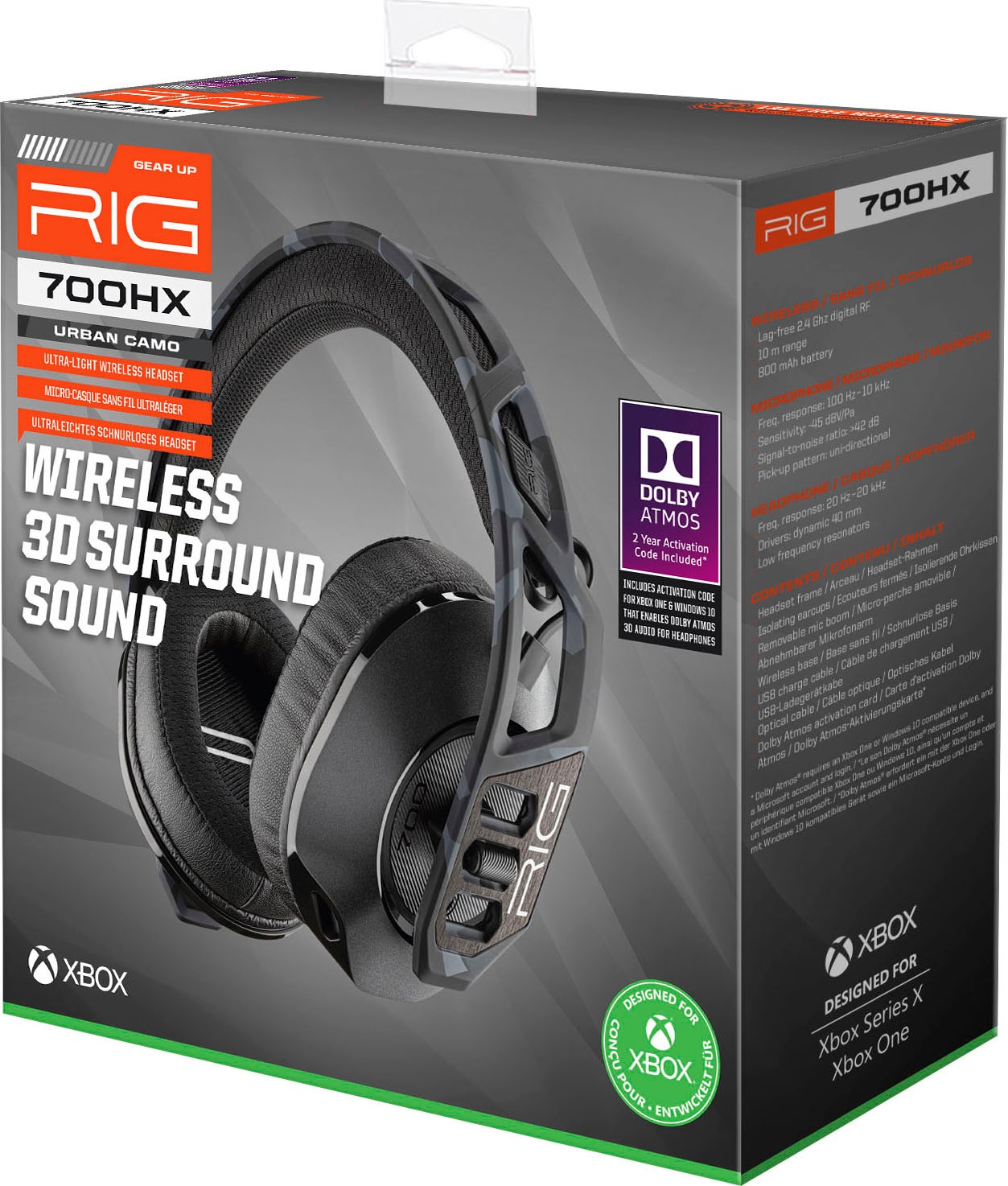 nacon Gaming-Headset »RIG 700HX Gaming-Headset«, Geräuschisolierung-Mikrofon abnehmbar-Rauschunterdrückung
