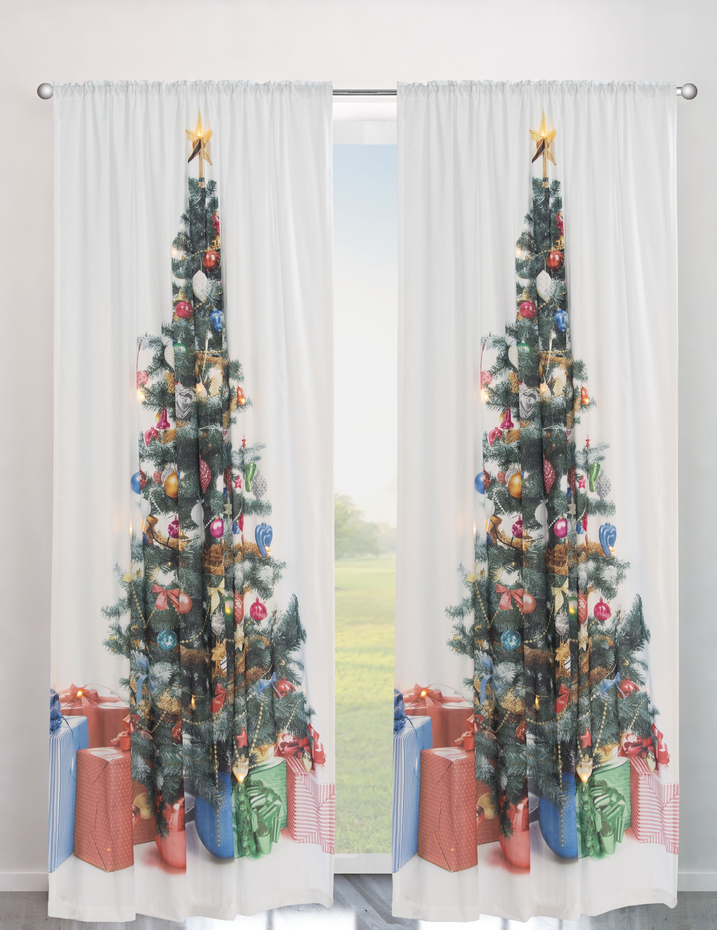 ♕ my home Vorhang »Xmas Tree W/LED«, HxB: 230x140, LED-Lichter online  bestellen bei Jelmoli-Versand Schweiz | Scheibengardinen