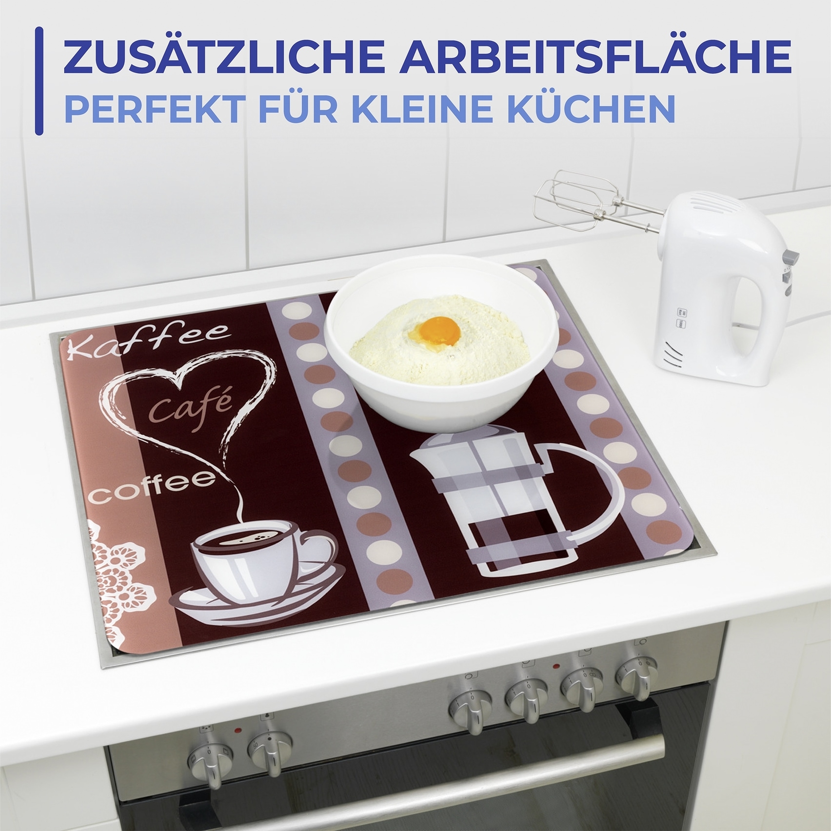 Maximex Schneide- und Abdeckplatte »Modell Kaffeeduft«, Spritzschutz, Herdblende, Schneidbrett, für Glaskeramik-Kochfelder
