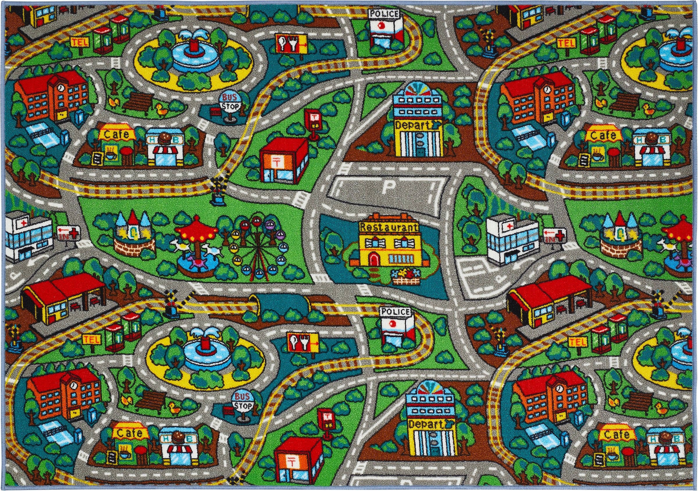 Andiamo Kinderteppich »Duo«, rechteckig, 10 mm Höhe, Spielteppich, Strassenteppich, beidseitig verwendbar, Hüpfkästchen