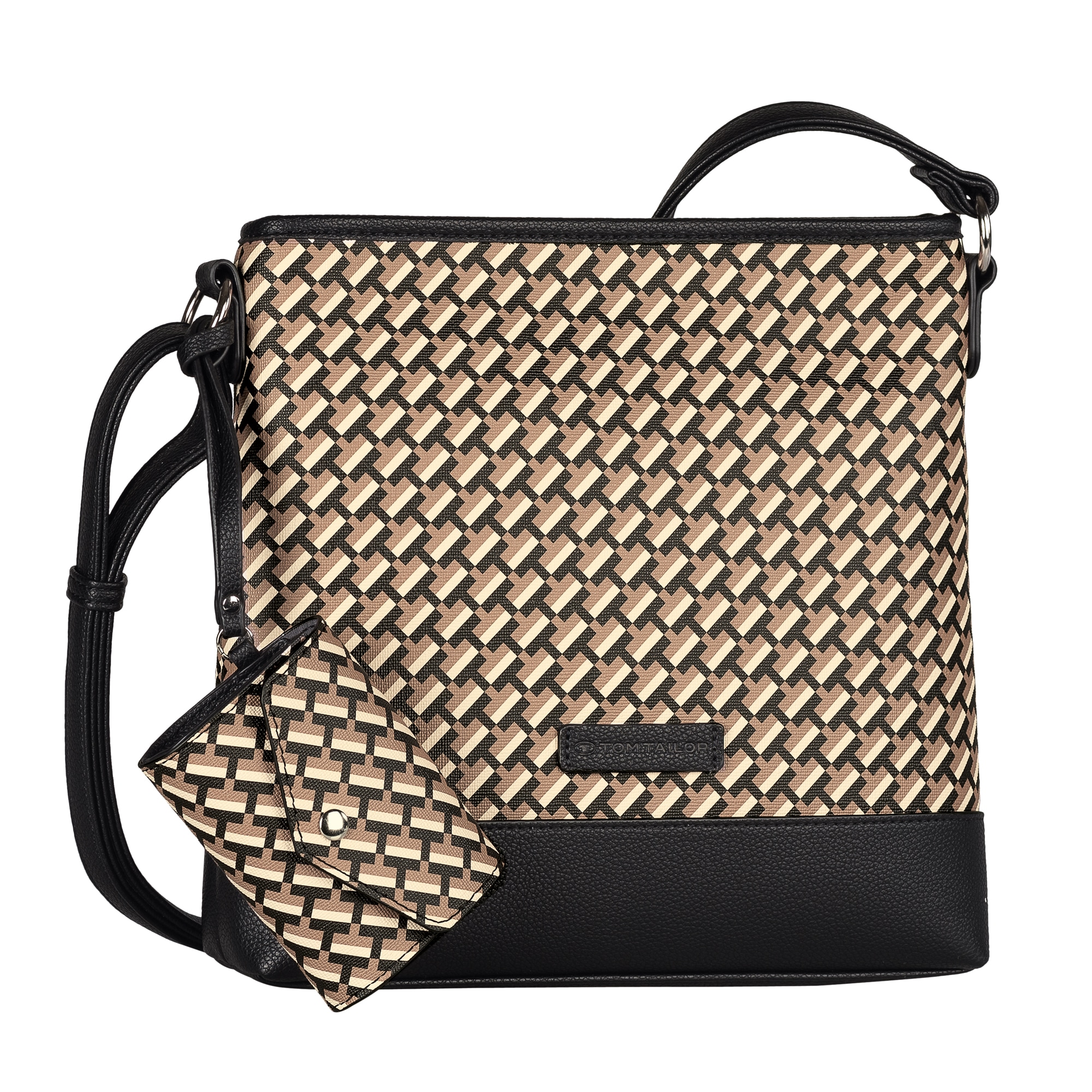 TOM TAILOR Umhängetasche "Xenia" mit raffiniert geometrischen "T" Print des Logos auf dem Taschenkörper