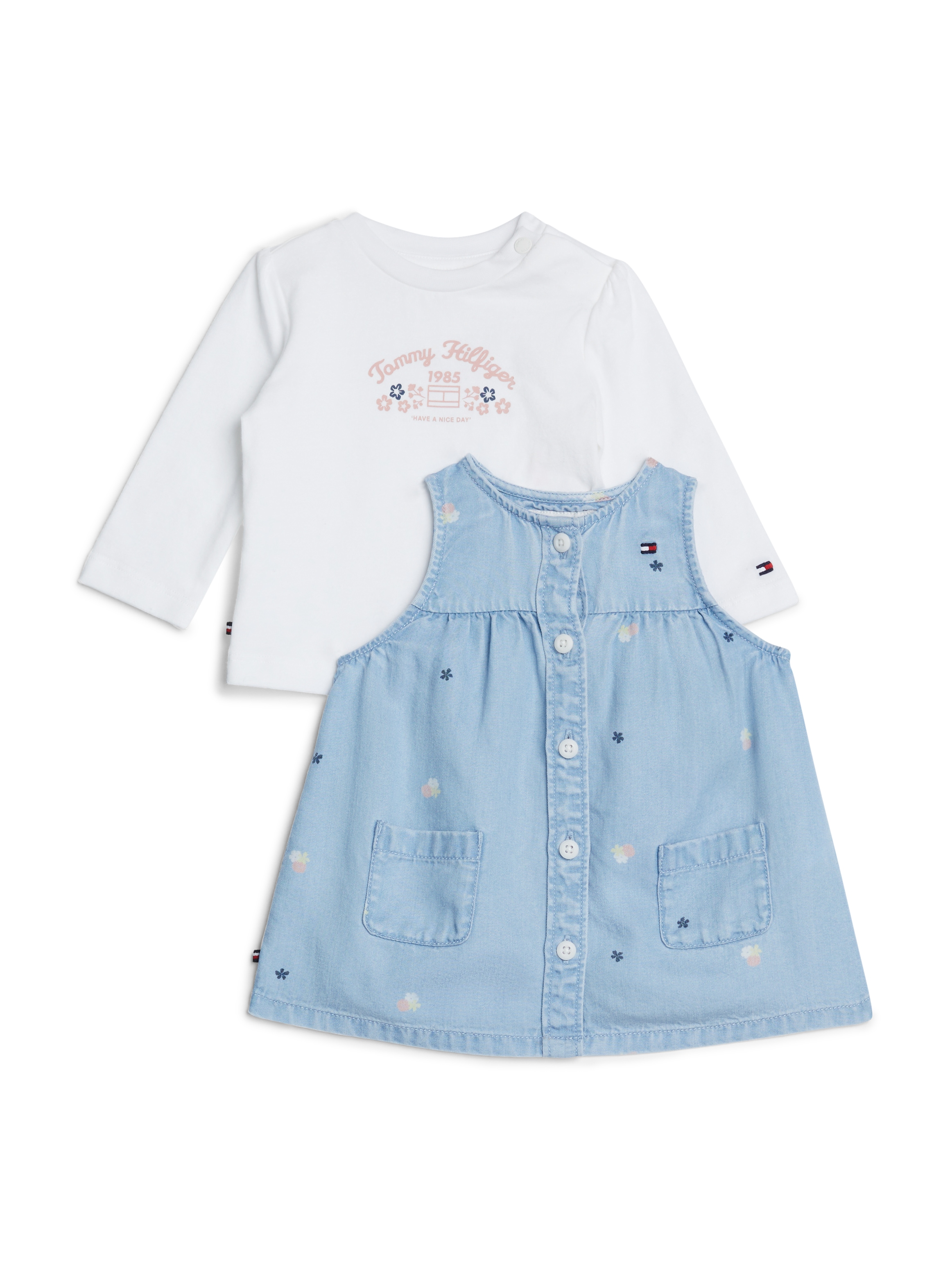 Tommy Hilfiger Shirt & Rock »FLOWER ALLOVER DRESS SET«, Baby bis 2 Jahre, Logodruck, Blümchenprint