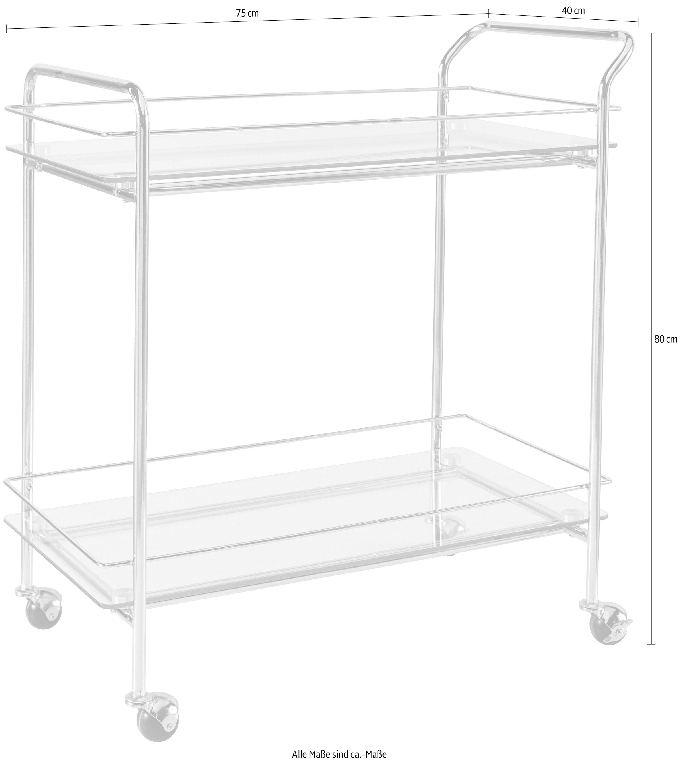 LeGer Home by Lena Gercke Rollwagen »Alimore«, mit Glasablagen und Rollen, Modernes Design, Breite 75 cm, Höhe 80 cm