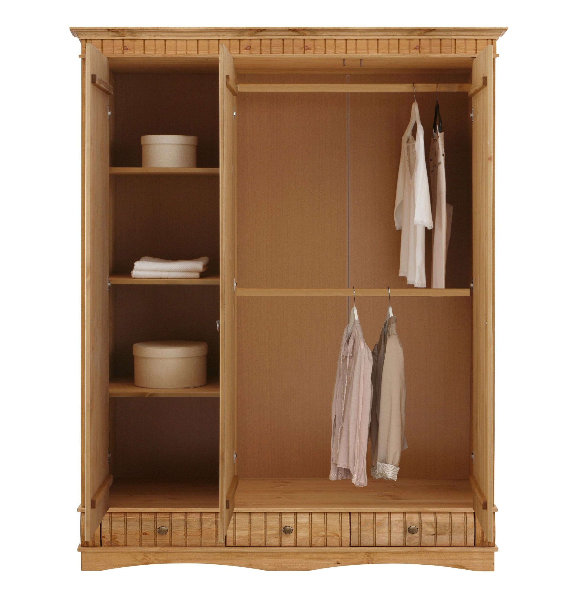 Home affaire Kleiderschrank »Teresa«, 3 Türen, aus massiver Kiefer, Breite 152 cm, mit Spiegel, FSC®