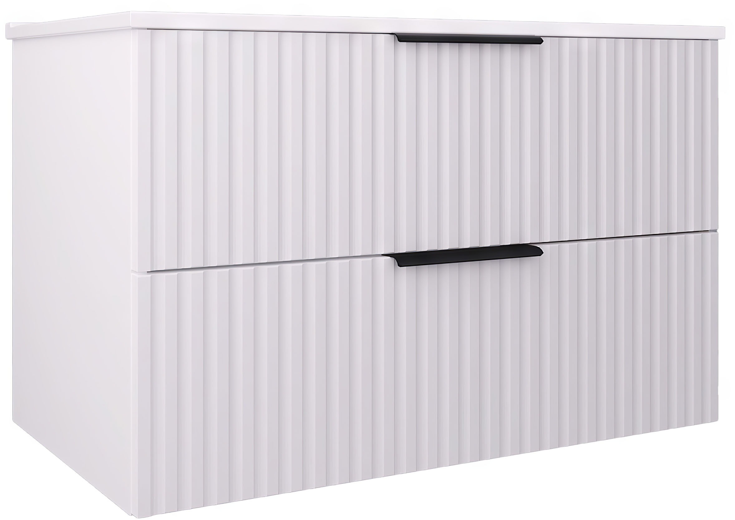 welltime Waschtisch "TIBU mit Waschbecken. 2 Schubladen. 2 Breiten (60/80cm) und 4 Farben" Badschrank mit Waschbecken, Softclose, Maße B/H/T: 81,5/53/47 cm