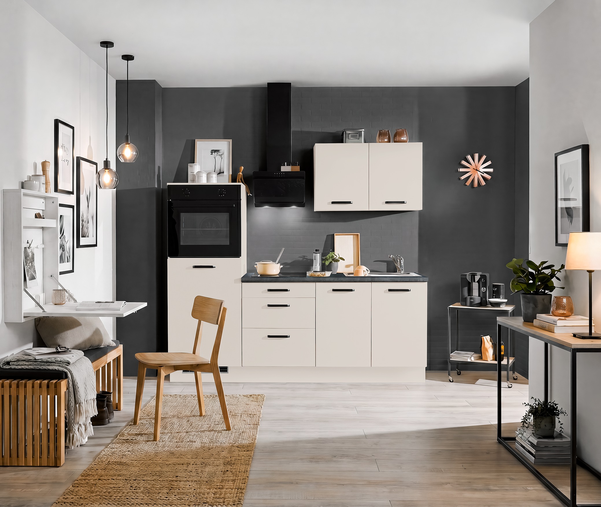 wiho Küchen Küchenzeile "Compact" Breite 210cm, wahlweise mit Geräten (mit Kühlschrank)