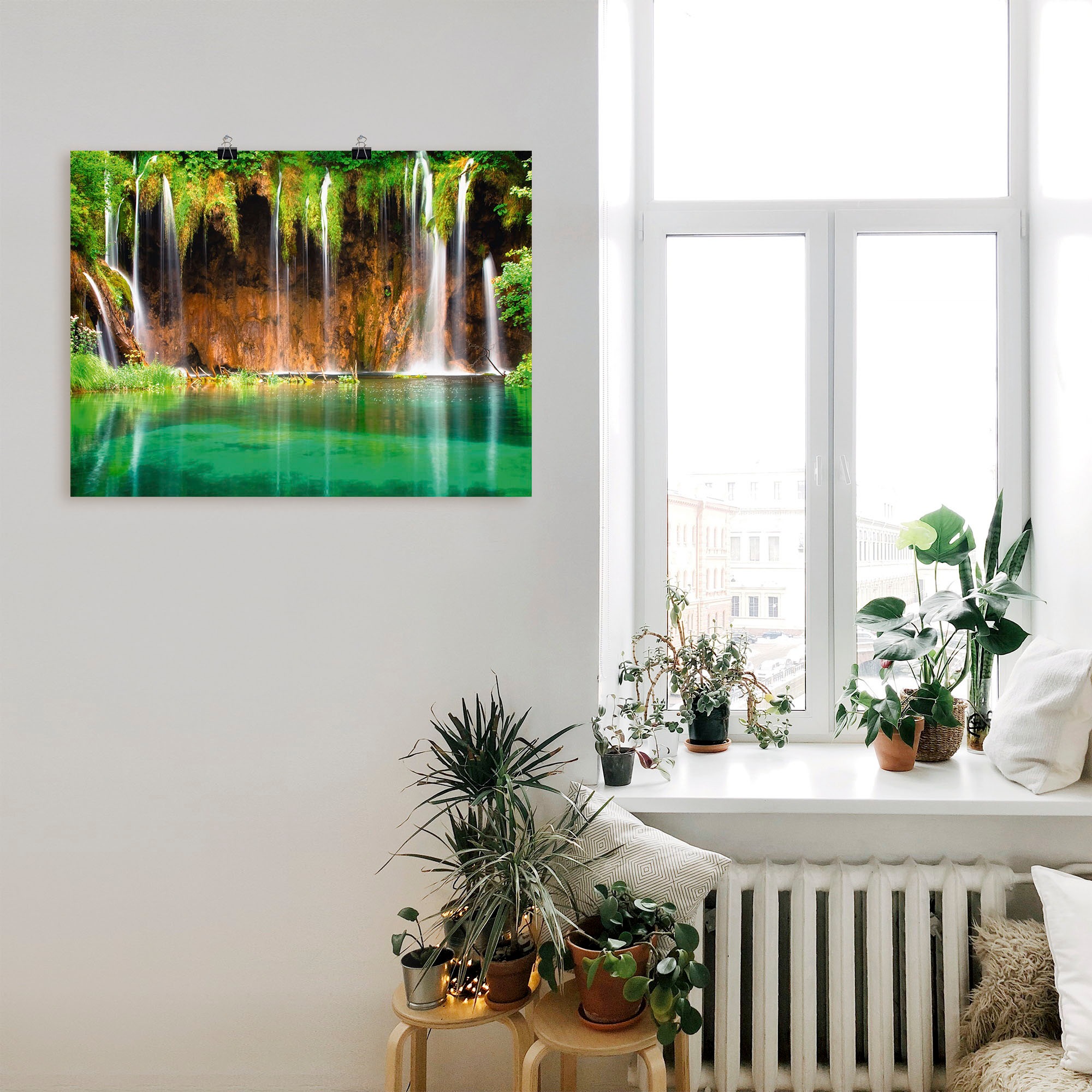 Artland Wandbild »Schöner Wasserfall im Wald«, Gewässer, (1 St.), als Leinwandbild, Poster in verschied. Grössen