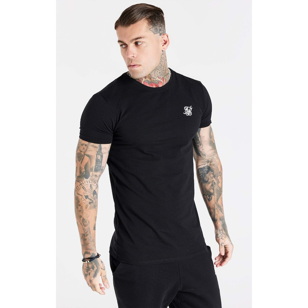 Siksilk T-Shirt »T-Shirts Black Essential Short Sleeve Muscle Fit T-Shirt«