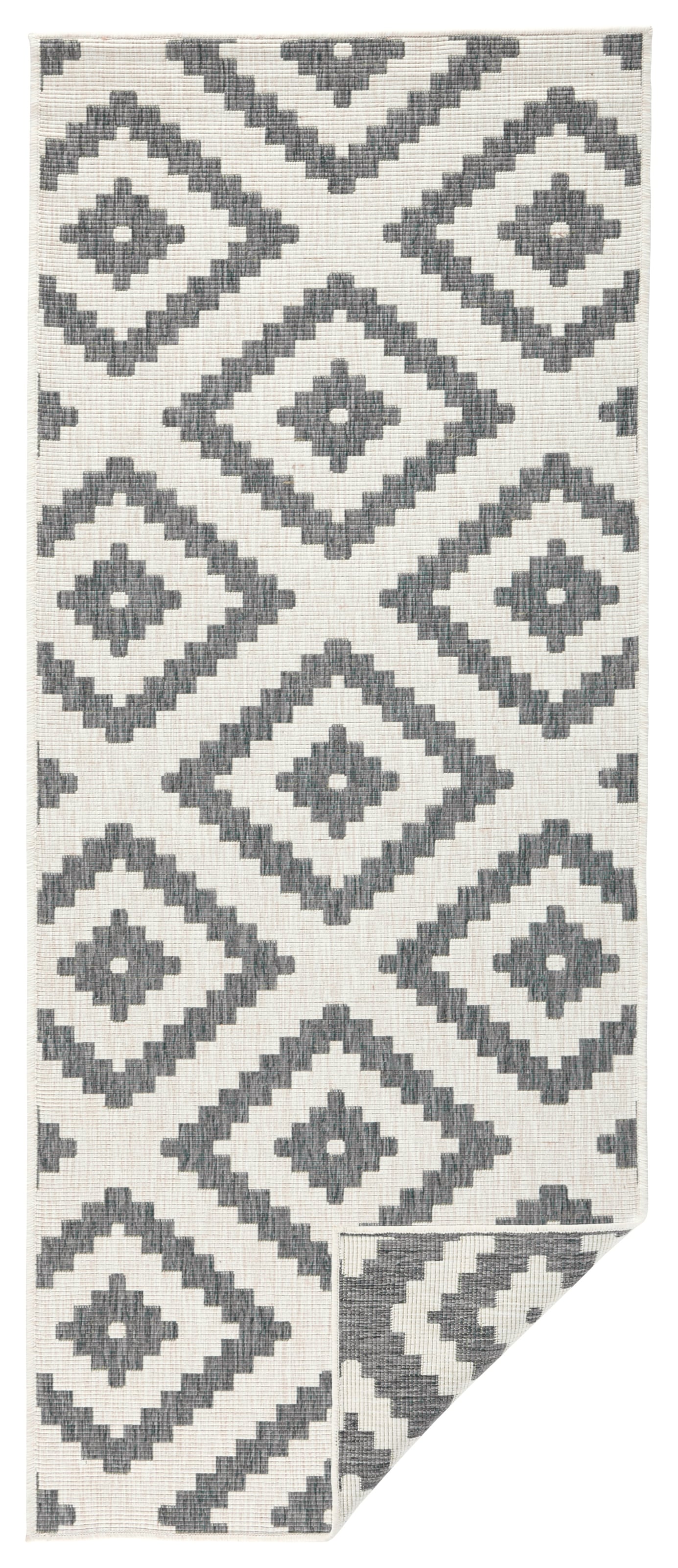 NORTHRUGS Teppich »Malta Wendeteppich«, rechteckig, 5 mm Höhe, In-& Outdoor, Wetterfest, Balkon, Terrasse, Raute, Läufer, Wohnzimmer